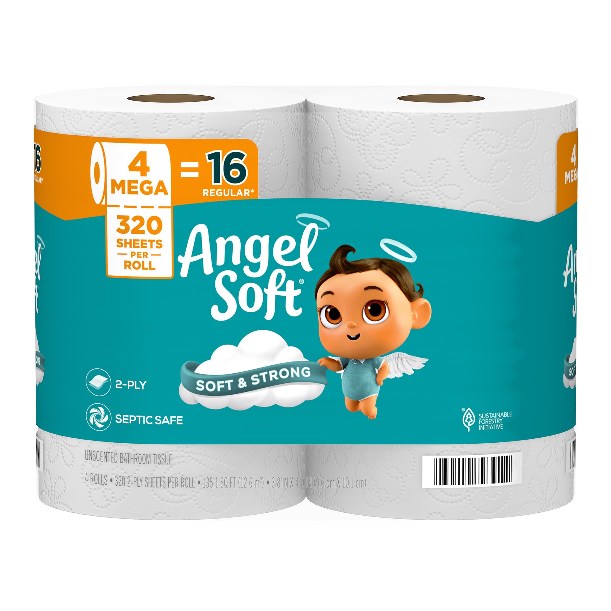 Angel Soft Toilet Paper, 18 Mega Rolls = 72 Regular Rolls, Soft and Strong Toilet Tissue