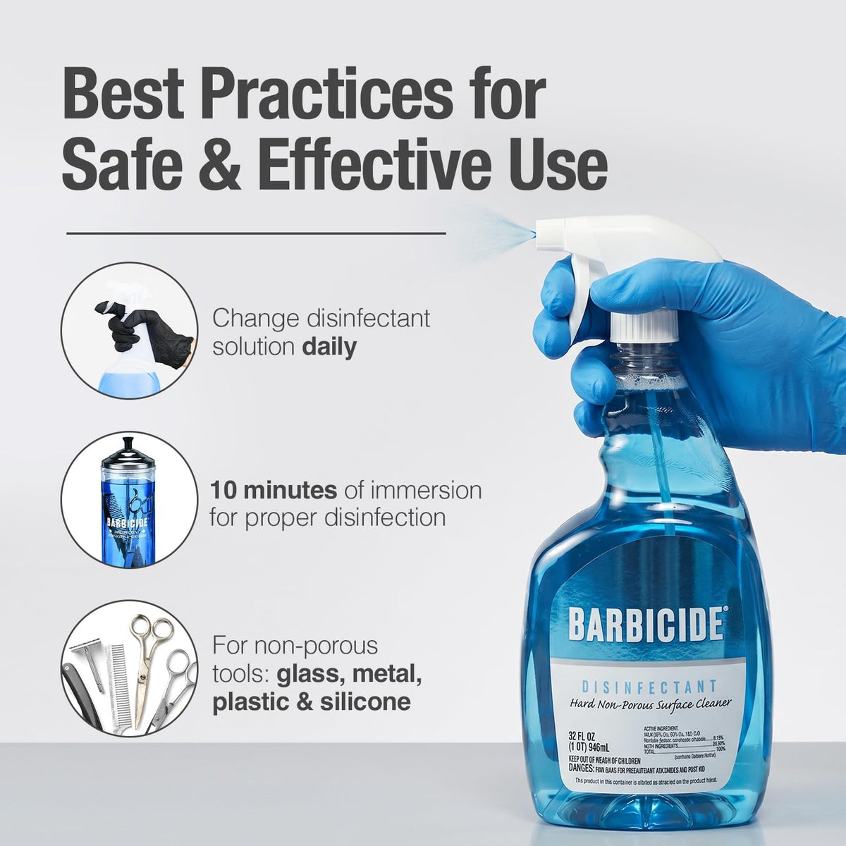 BARBICIDE Disinfectant Concentrate – Pint (16 Fl Oz) | EPA-Registered, Hospital-Grade Germicide for Salons & Barbershops | Anti-Rust Solution for Shears, Combs & Professional Tools