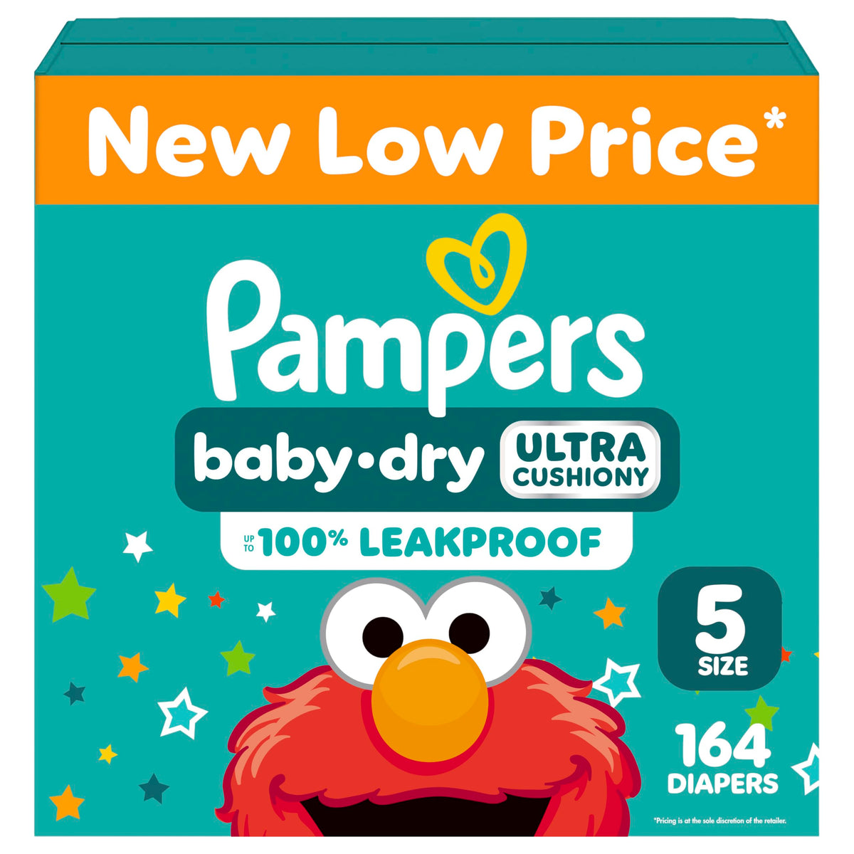 Pampers Baby Dry Ultra Cushiony Diapers, Size 5 (20-37 lbs), 132 Count, Up to 100% Leakproof