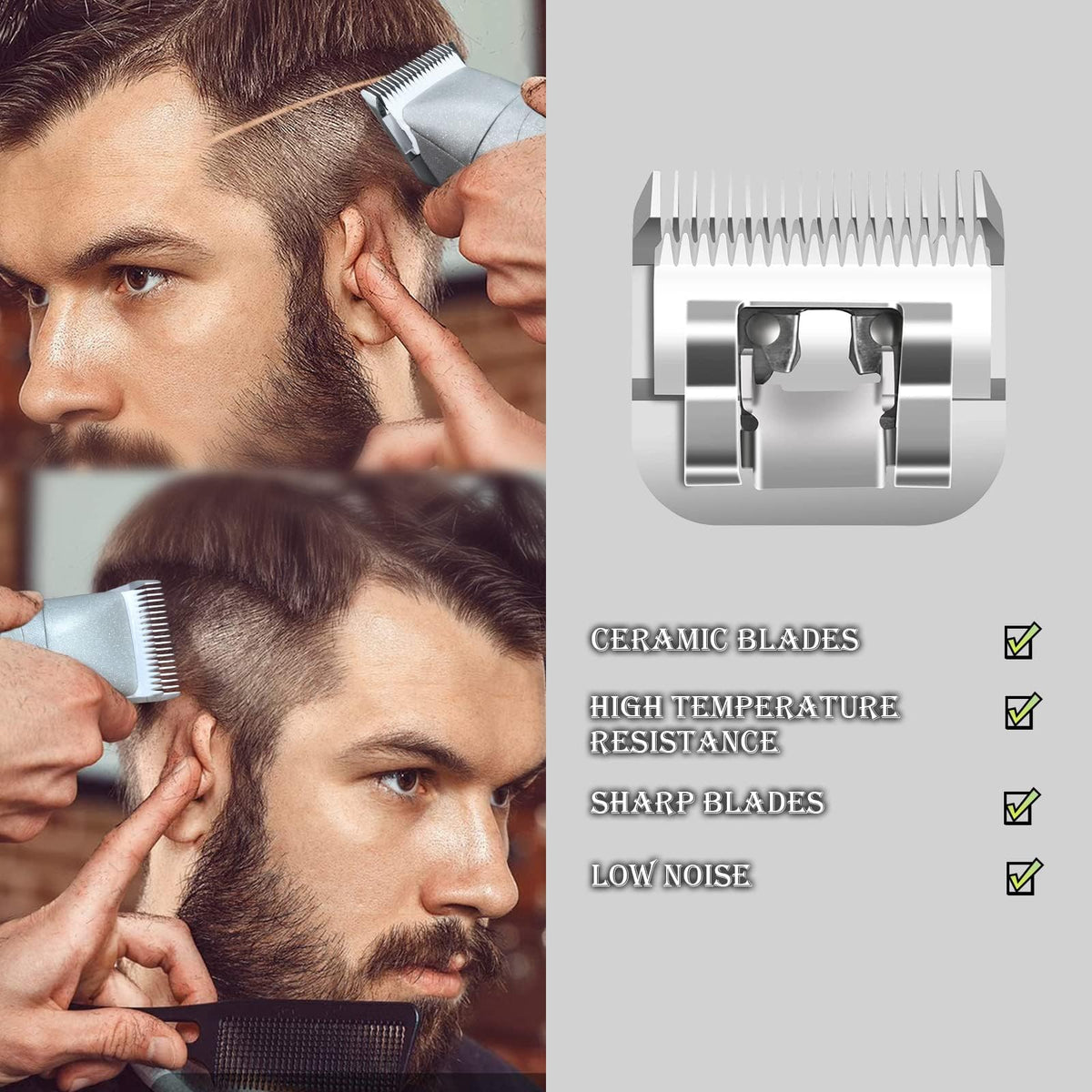 Detachable Ceramic Blade set compatible with Andis/Oster Classic 76 Clipper
