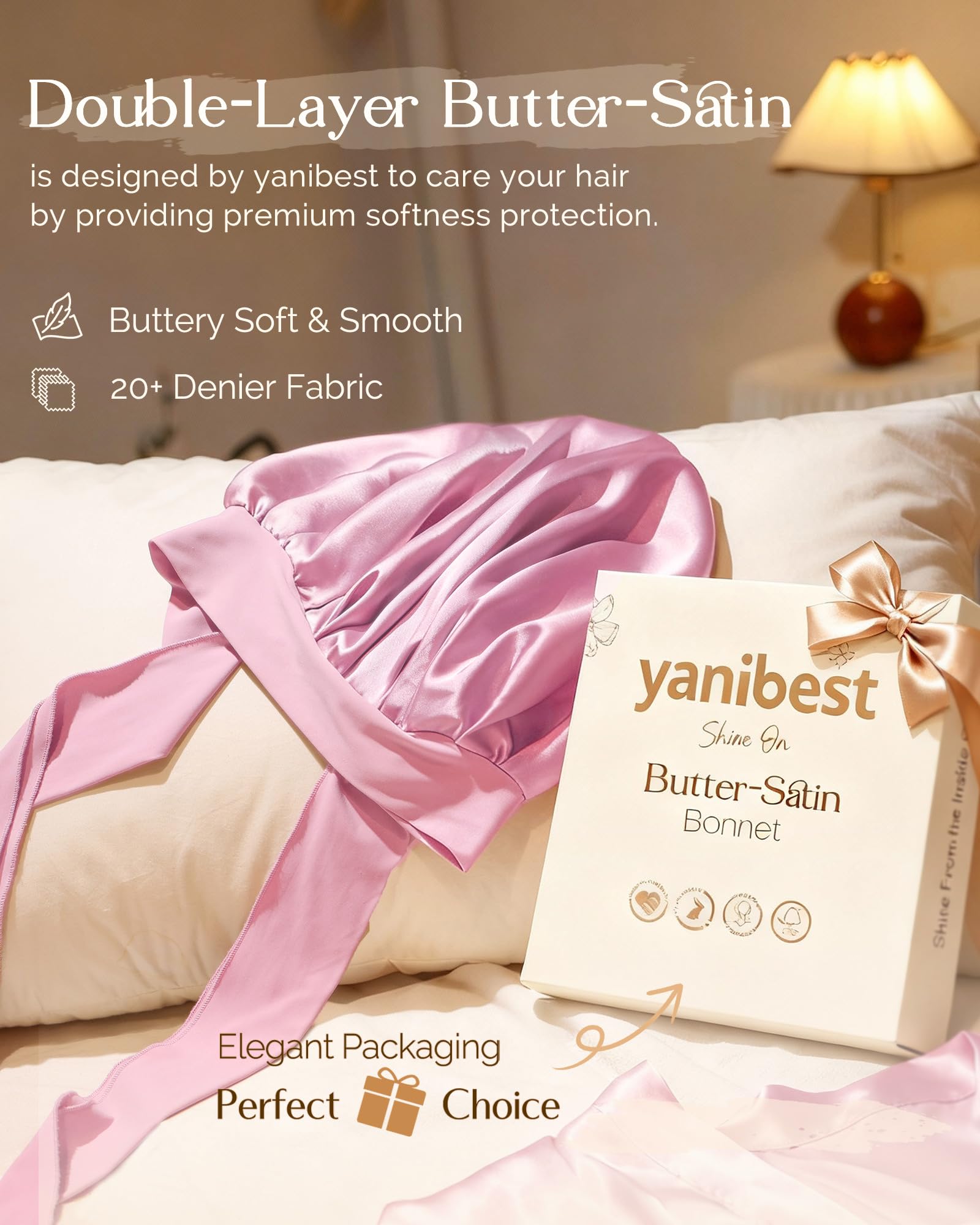 YANIBEST Adjustable Silk Bonnet – Double Layer
