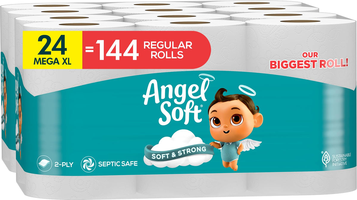 Angel Soft Toilet Paper, 18 Mega Rolls = 72 Regular Rolls, Soft and Strong