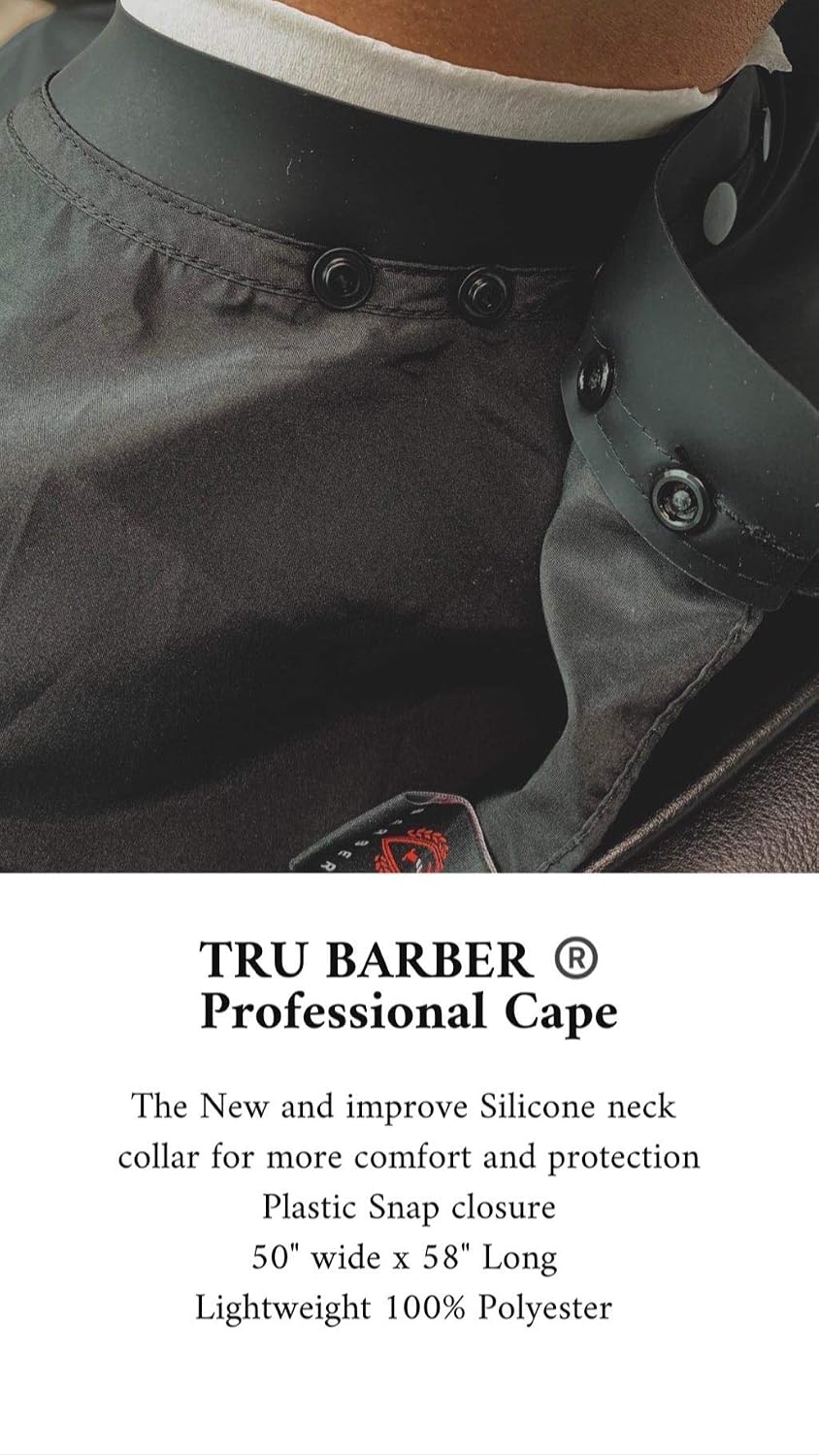 TRU BARBER Silicone neck cape, Professional Cape with Snap Closure Hair Salon Cutting Cape, Barber Cape, Barbershop cape, 50" x 58” (Blak/Red)