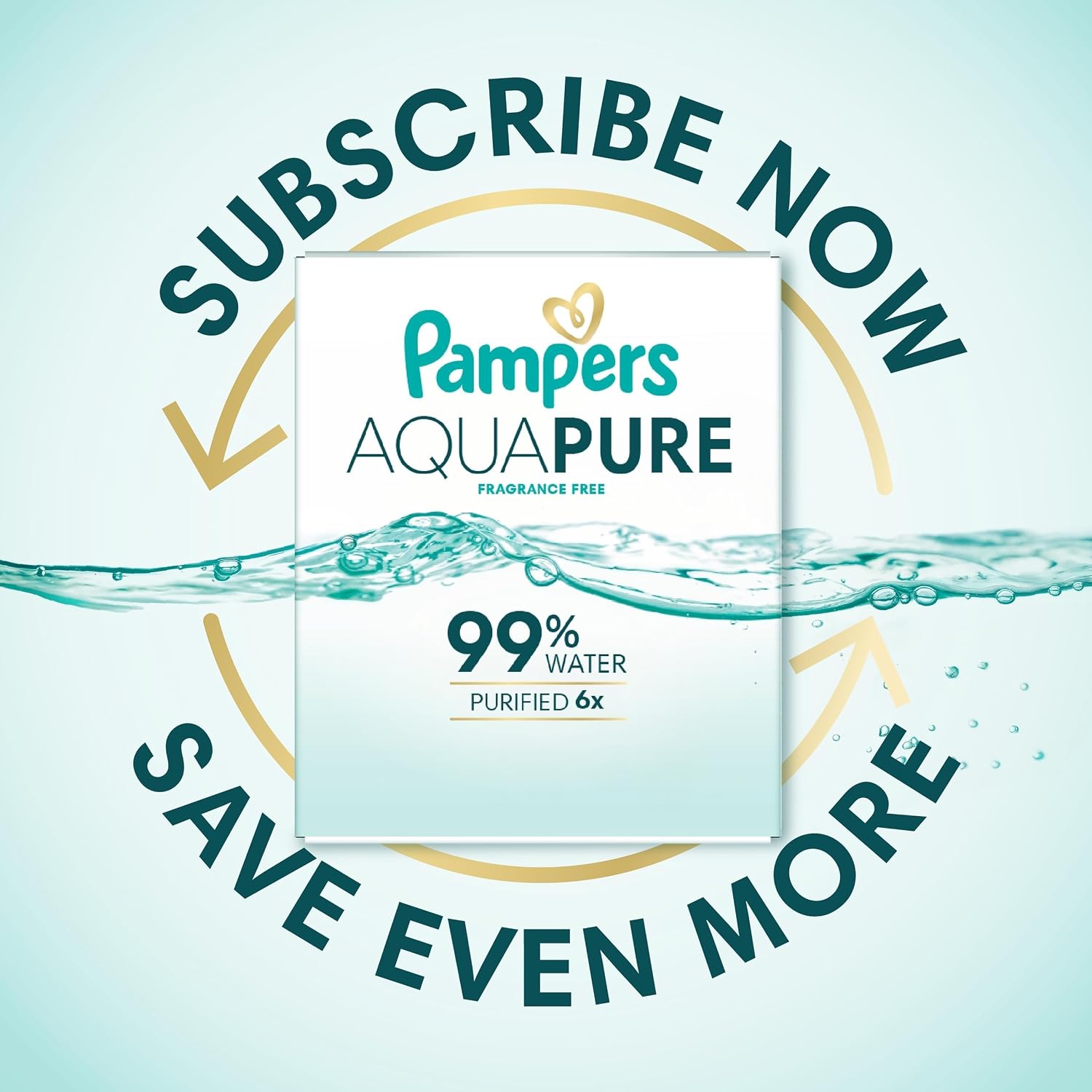 Pampers Aqua Pure Baby Wipes, 99% Water, Fragrance Free, Unscented, Water Based, Multi-Use, 896 Wipes Total (16X Flip-Top Packs) [Packaging May Vary]
