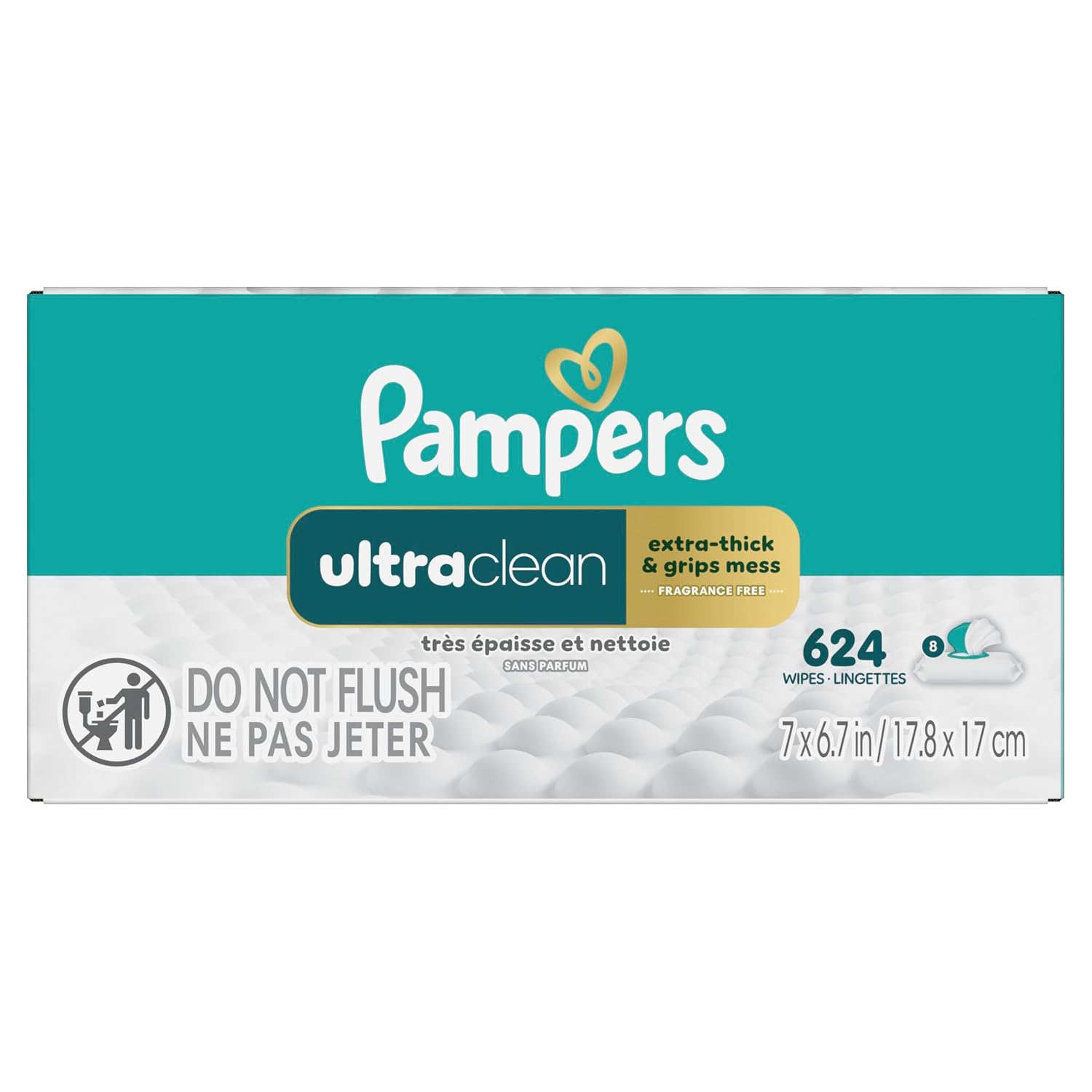 Pampers Ultraclean Baby Wipes (Previously 'Free & Gentle'), 99% Water, Hypoallergenic, Unscented, 100% Plant Based, Plastic-Free, 936 Wipes Total (12X Flip-Top Packs)