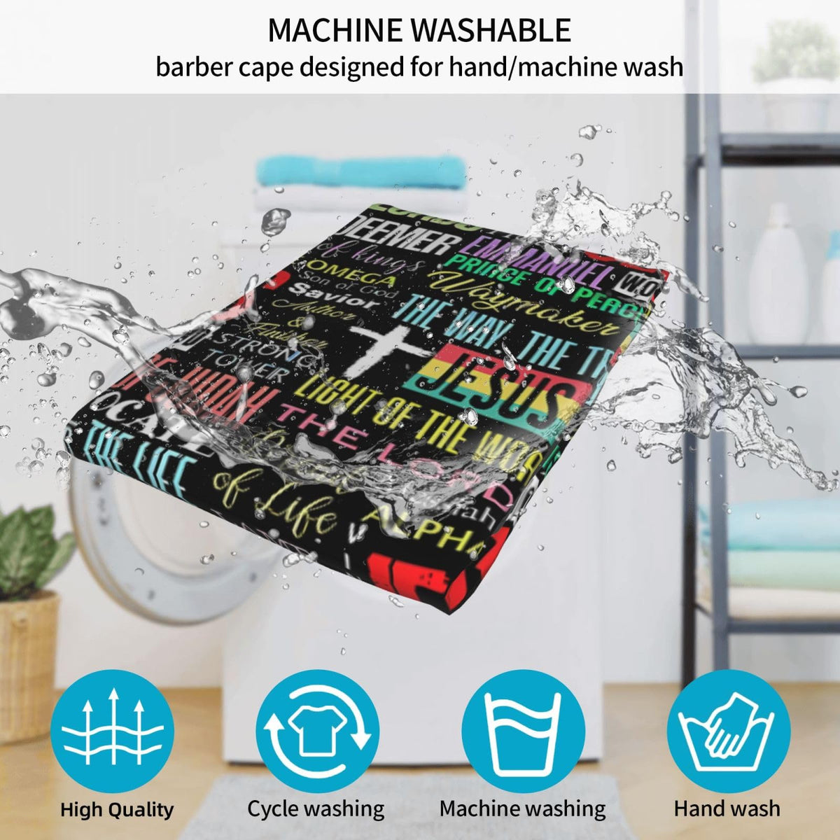 Christian Barber Cape, Jesus Hair Cutting Barber Cape Salon and Dyeing Styling Cloth for Women/Men