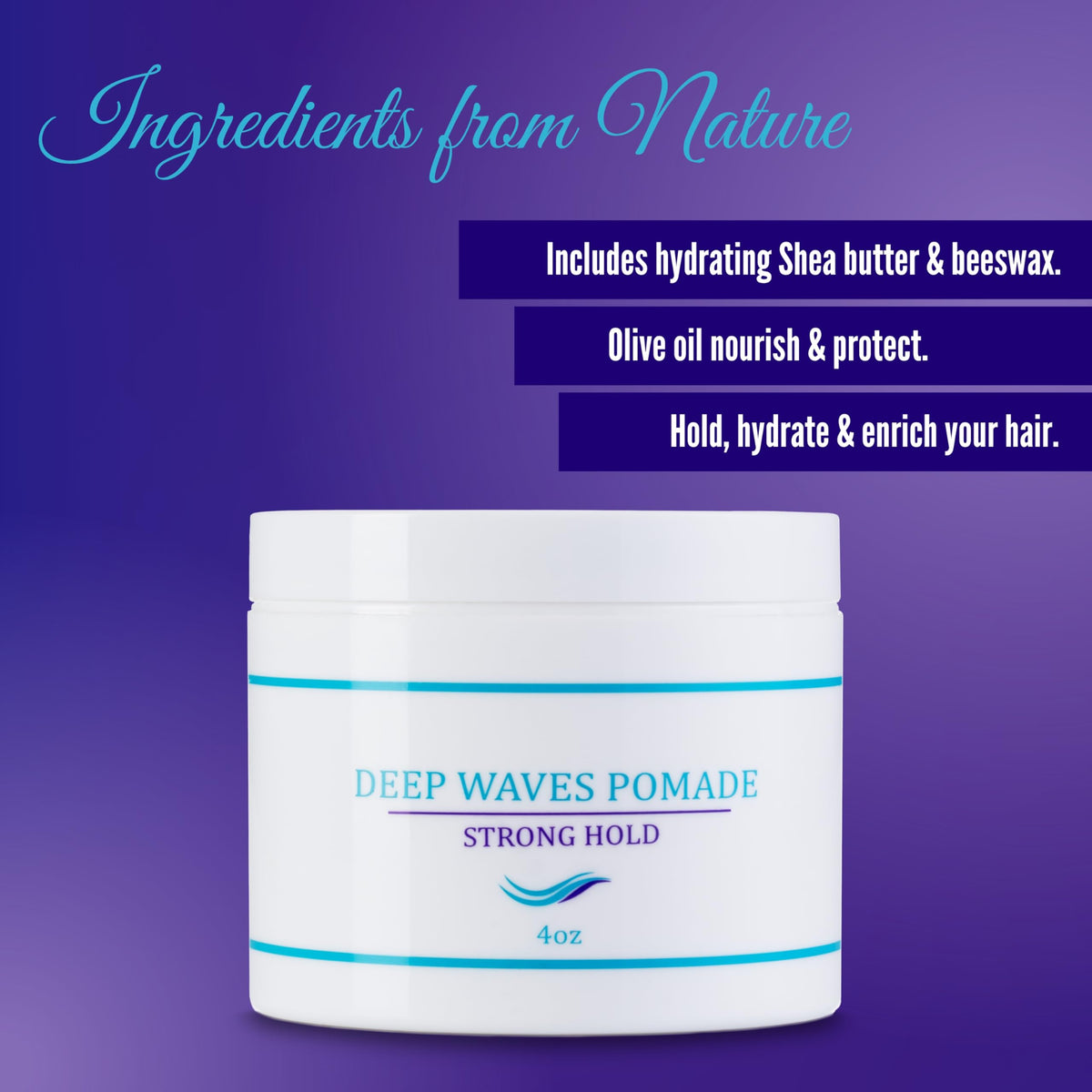 OCEAN VIEW DEEP WAVES POMADE- Water-Based Hair Cream for 360 Wave Training and Wolfing- Silky Smooth Application and Styling, Strong Hold, Easy Wash- Waver and Barber Accessories - 4oz Tin Can