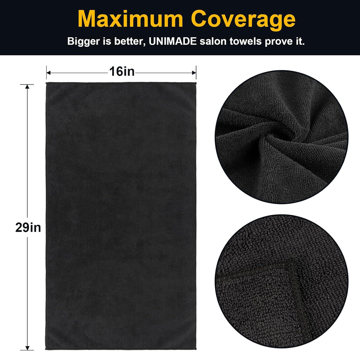 UNIMADE Salon Towels 24 Pack, Microfiber Barber Towels Bulk
