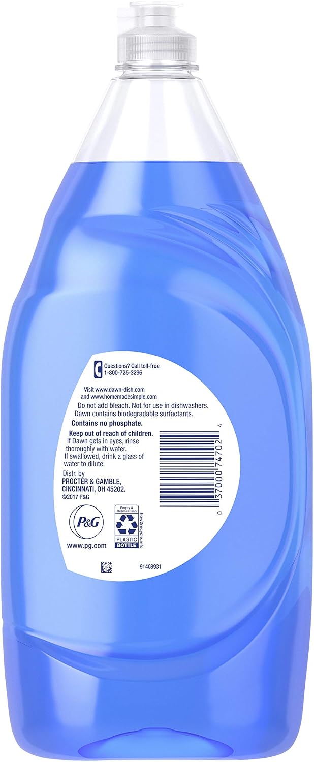 Dawn Ultra Dish Soap Refill Jug, Large Size Original Blue Liquid Dishwashing Detergent, Powerful Dish Soap for Grease, 51.5 oz