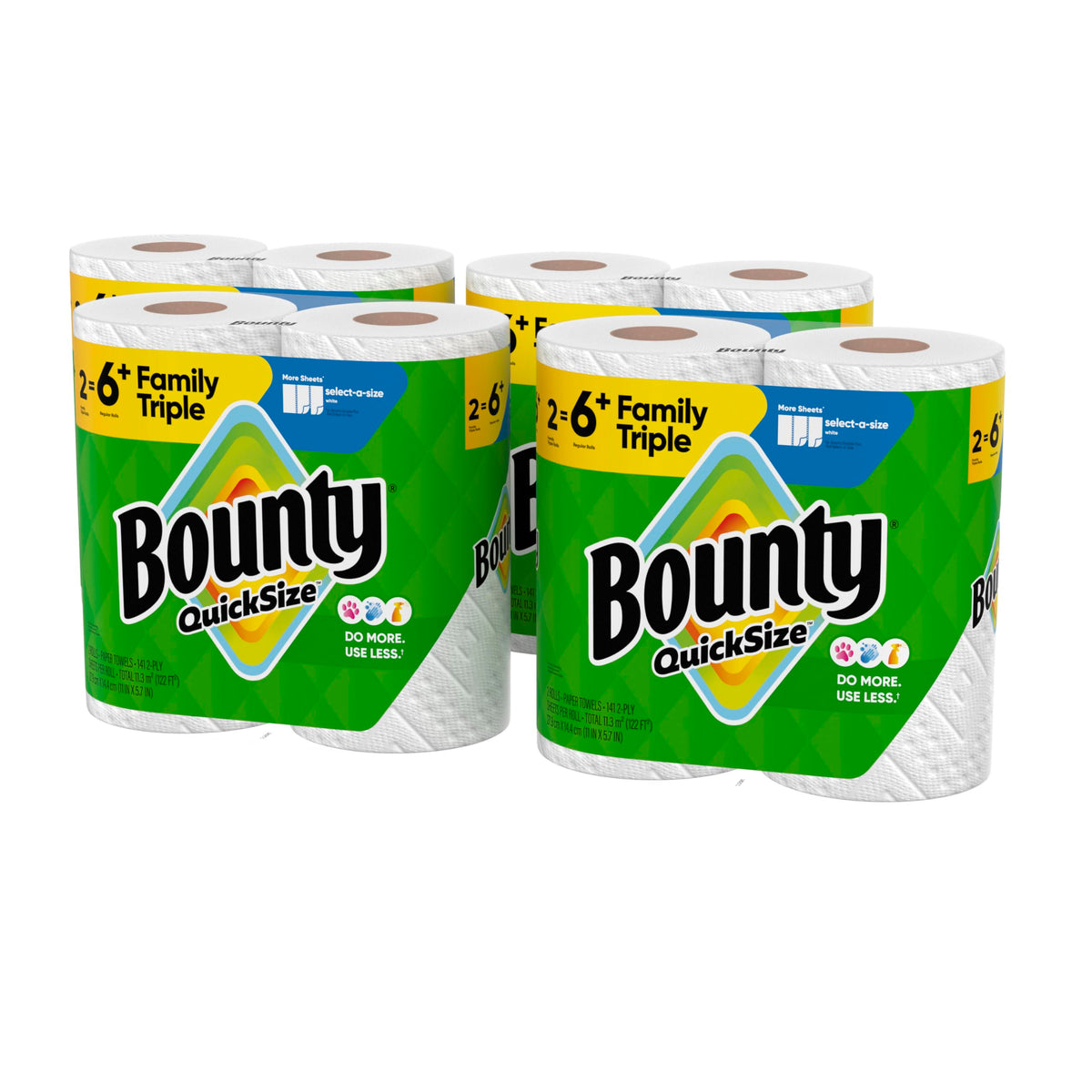 Bounty Paper Towels Quick Size, White, 16 Family Rolls = 40 Regular Rolls