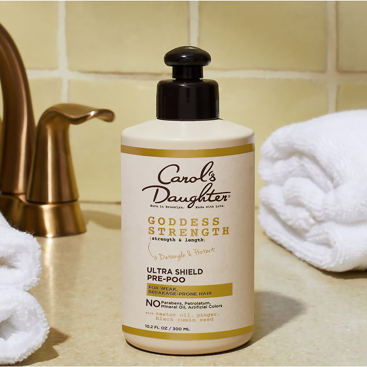 Carol's Daughter Goddess Strength Fortifying Shampoo For Wavy, Coily and Curly Hair, Sulfate Free Shampoo with Castor Oil for Weak Hair, 11 Fl Oz