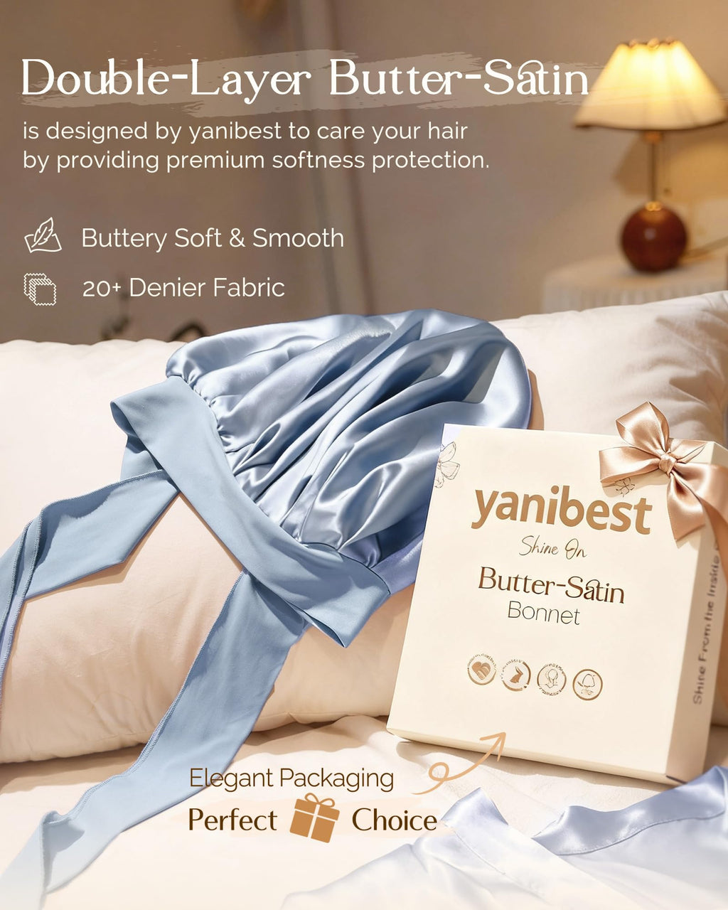 YANIBEST Adjustable Silk Bonnet – Double Layer