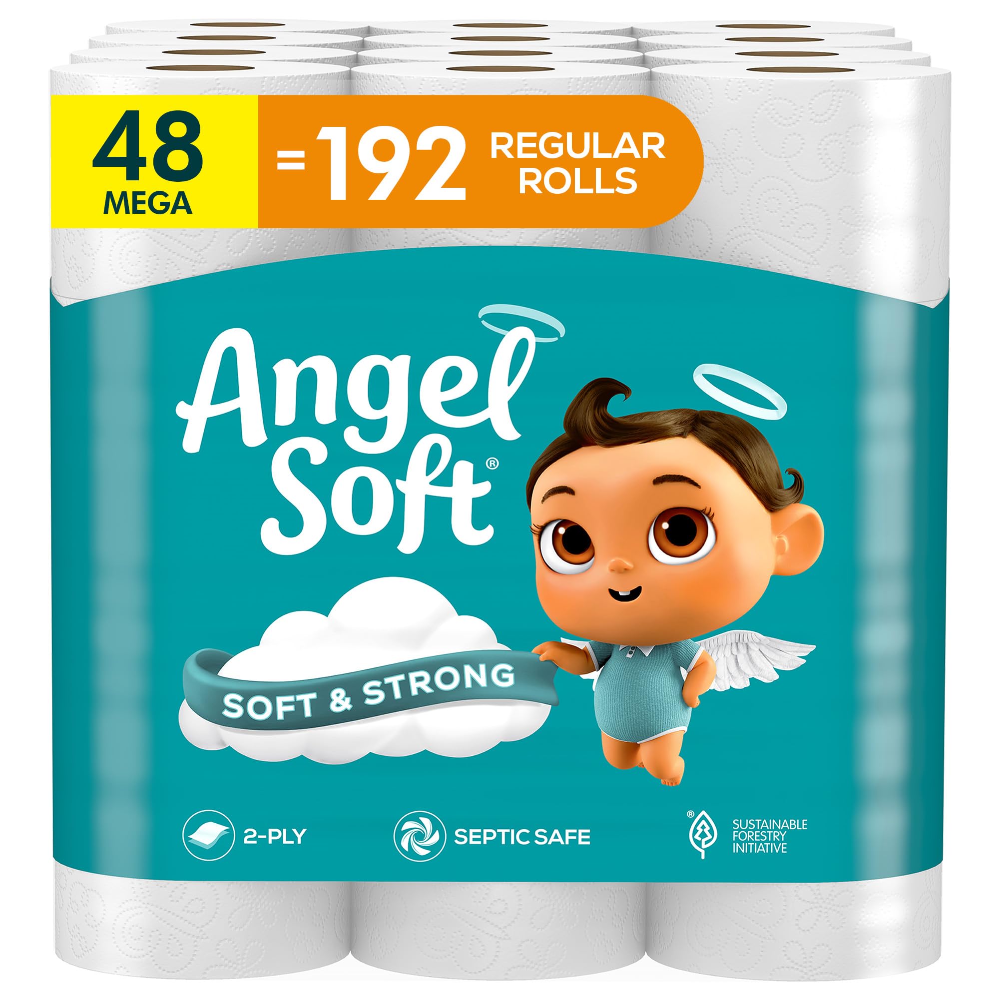 Angel Soft Toilet Paper, 18 Mega Rolls = 72 Regular Rolls, Soft and Strong Toilet Tissue