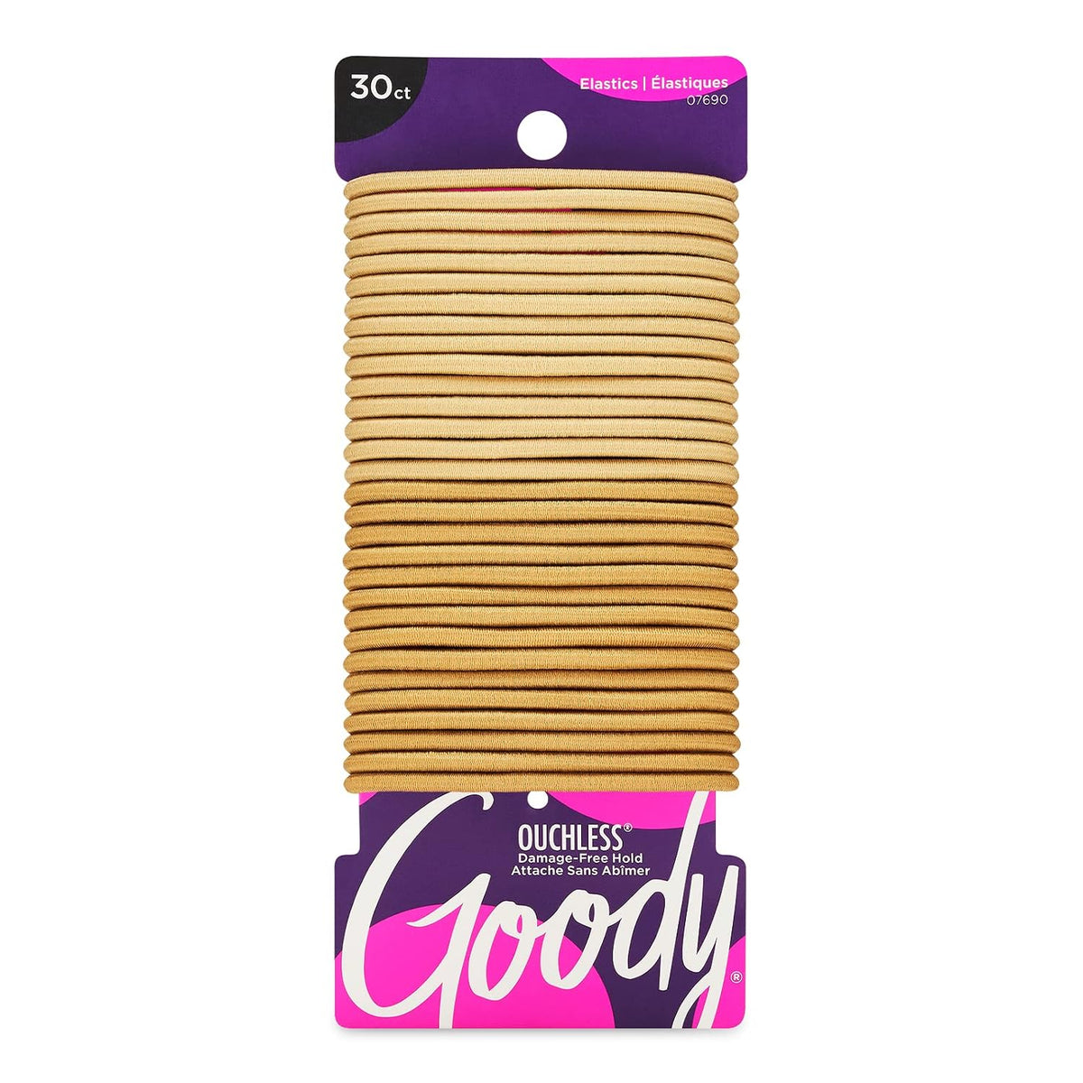 Goody Ouchless Elastic Hair Ties, 30 Ct, Blone, 4MM Rubber Bands, Pain-Free
