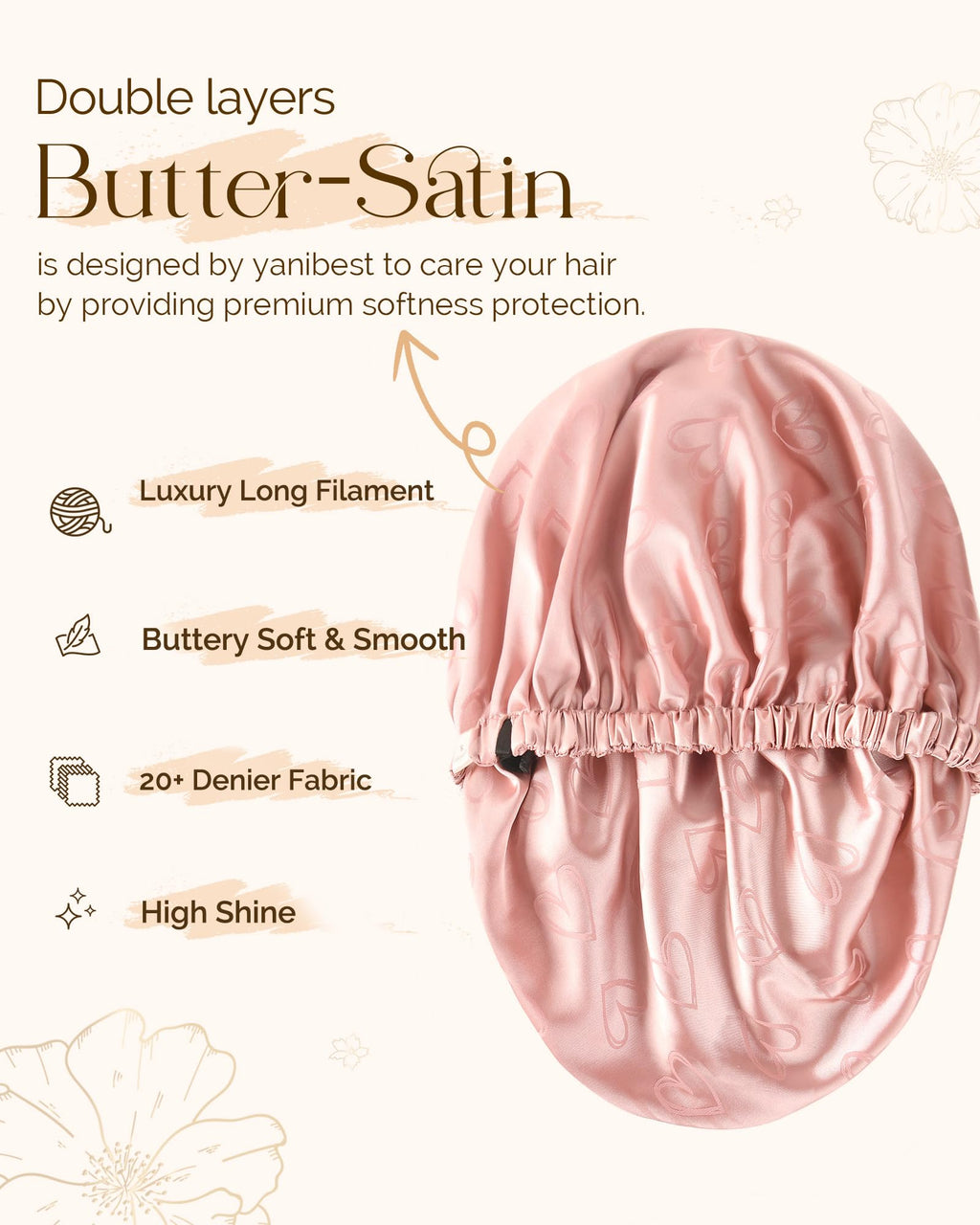 Yanibest Satin Sleep Bonnet – Adjustable Double Layer