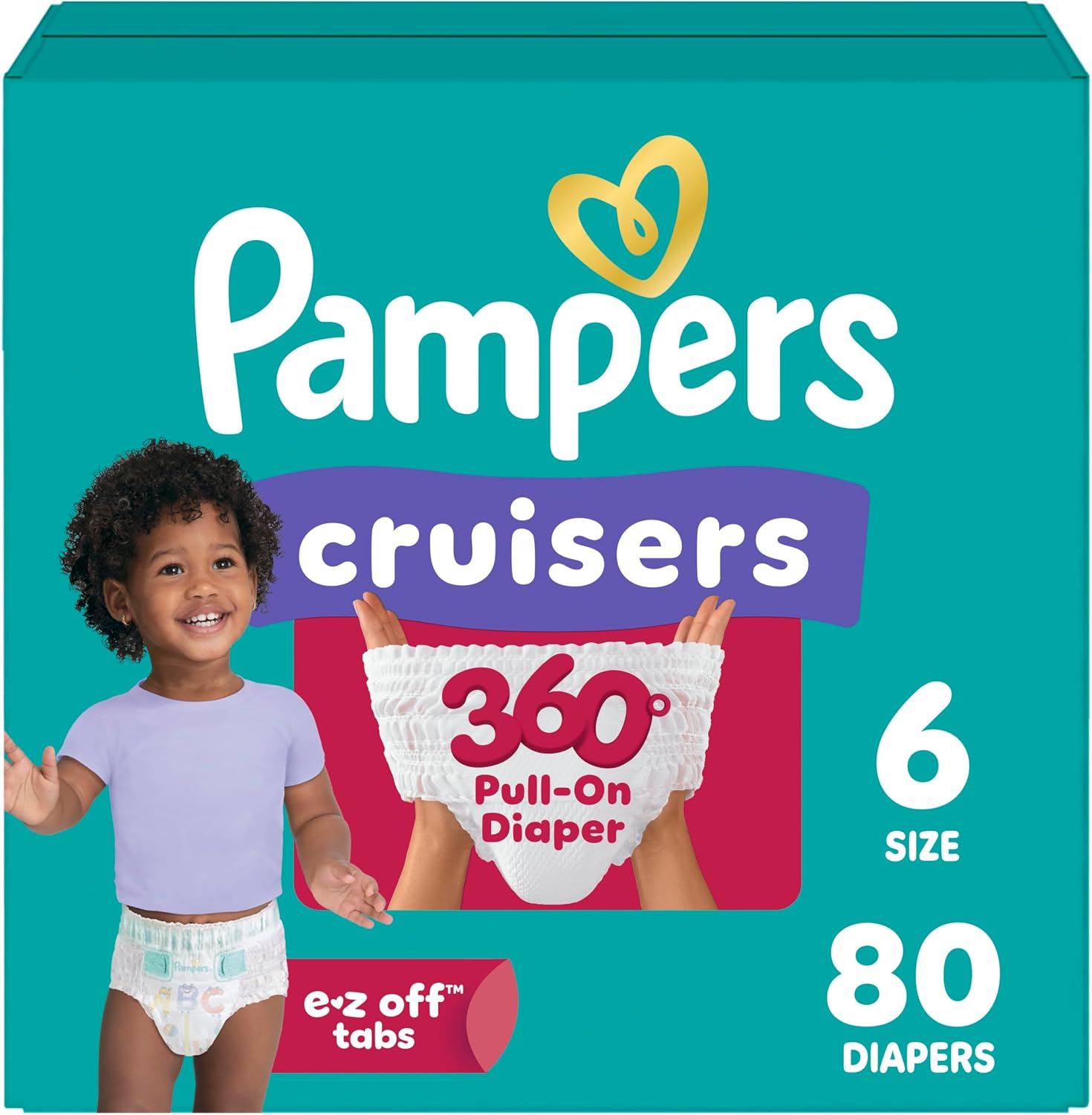 Pampers Diapers - Cruisers 360 - Size 7, 88 Count, Babyproof up to 100% Leakproof Pull-On Diaper
