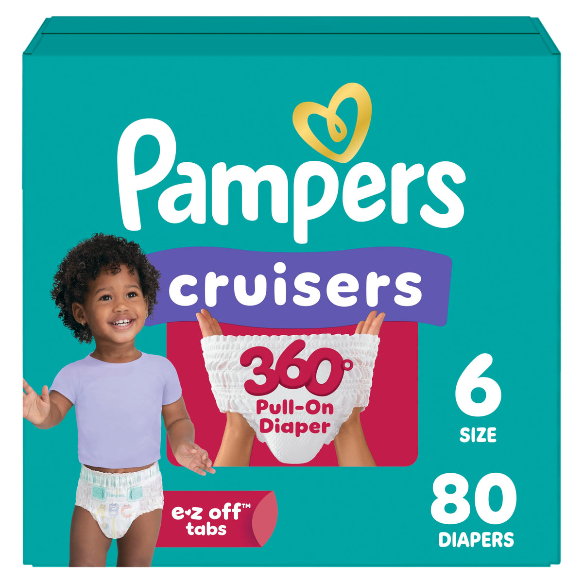 Pampers Diapers - Cruisers 360 - Size 5, 128 Count, up to 100% Leakproof Pull-On Diaper for Active Babies