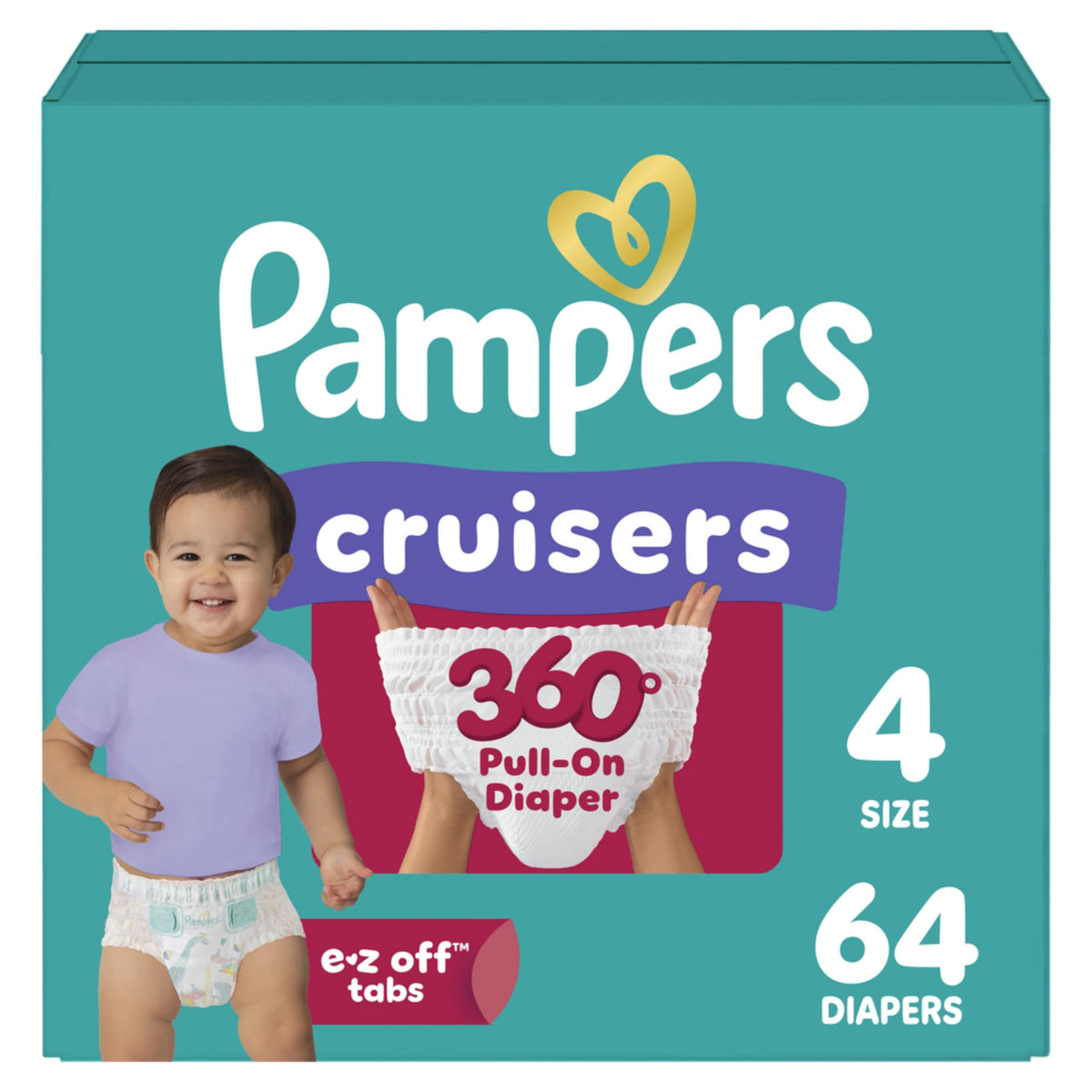 Pampers Diapers - Cruisers 360 - Size 5, 128 Count, up to 100% Leakproof Pull-On Diaper for Active Babies