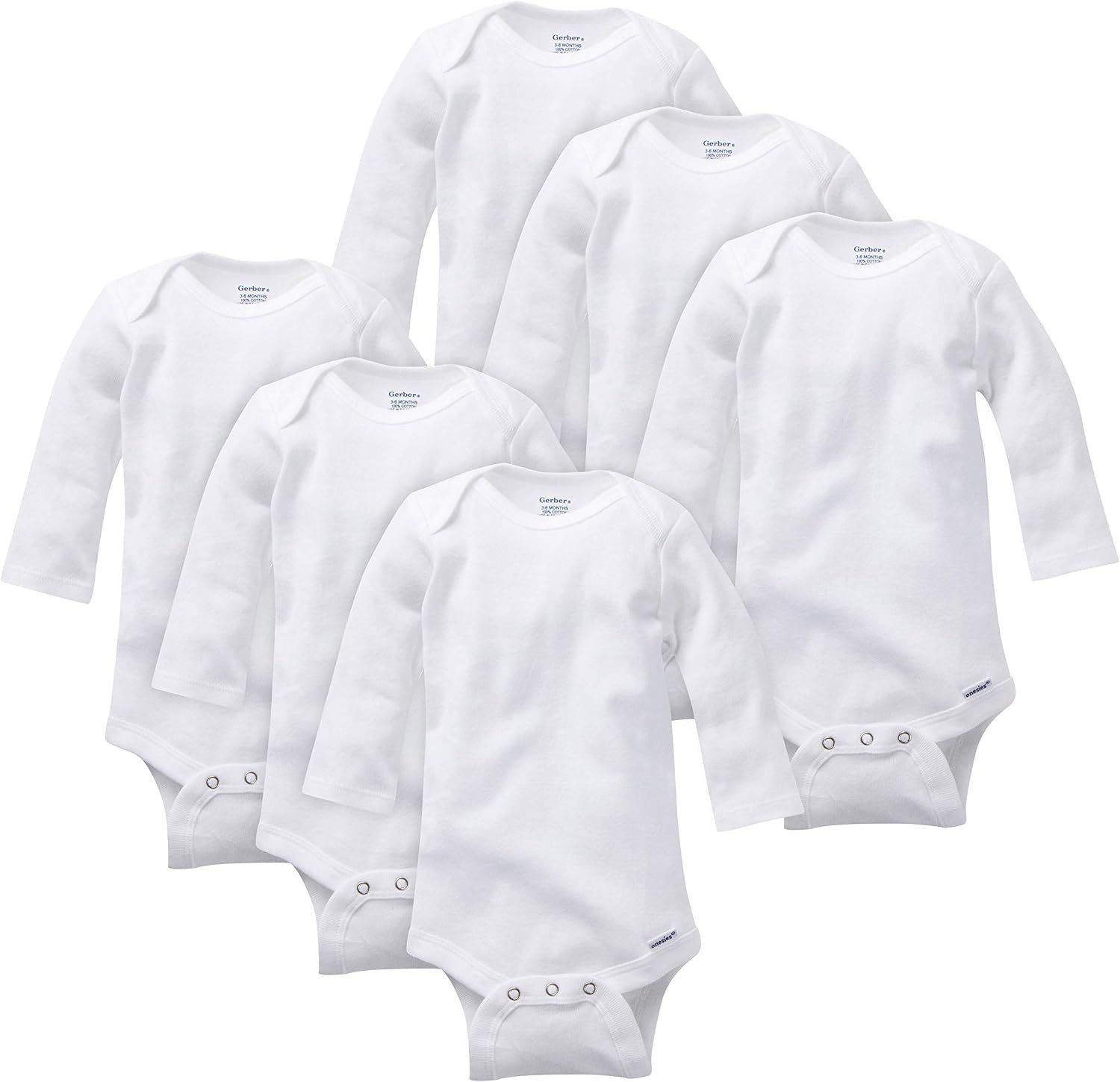 Gerber Baby Boys & Girls 6-Pack Long Sleeve Onesies Bodysuit