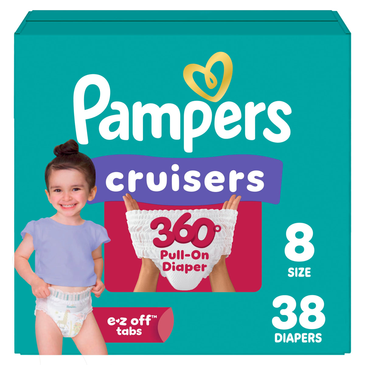 Pampers Diapers - Cruisers 360 - Size 5, 128 Count, up to 100% Leakproof Pull-On Diaper for Active Babies