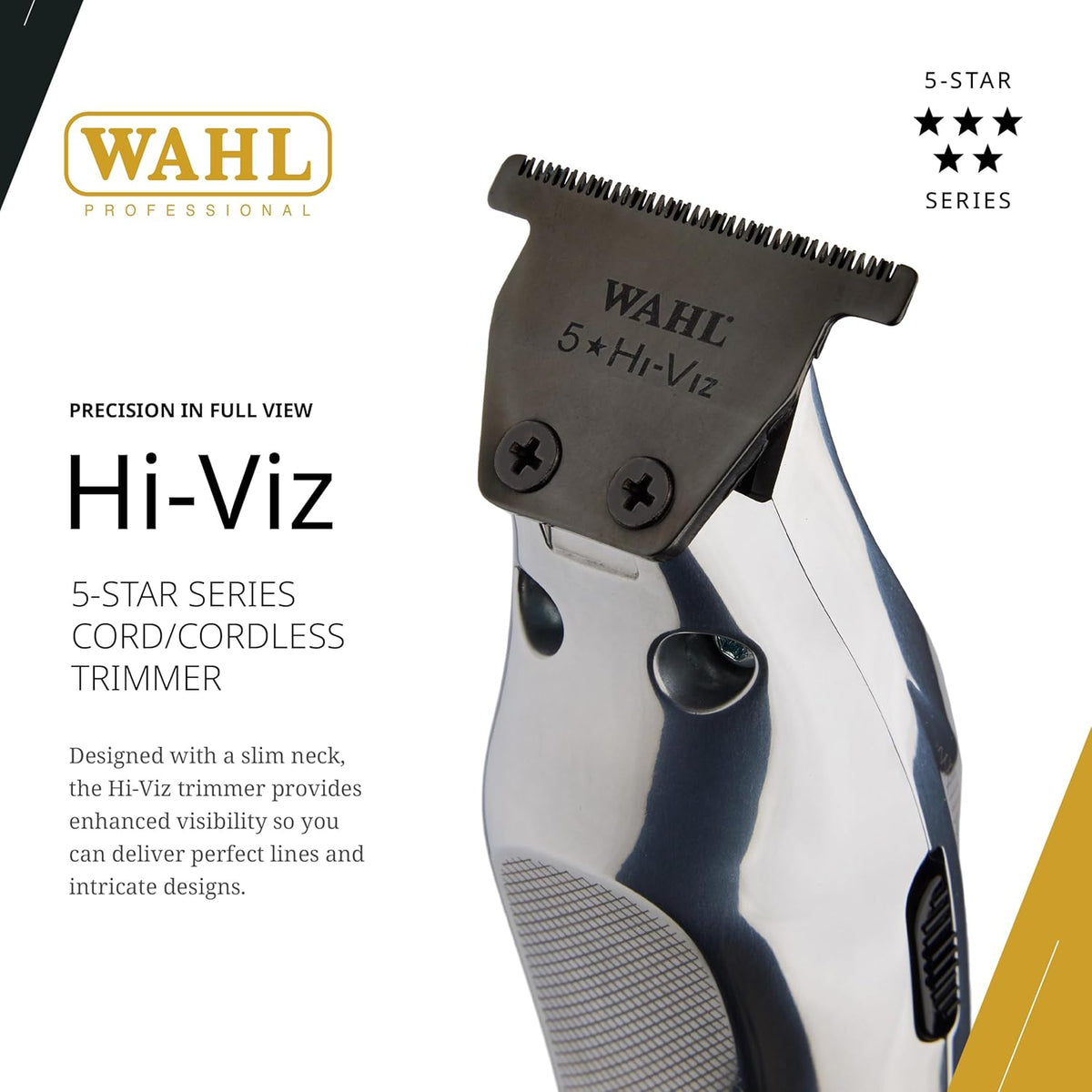 Wahl Professional Hi-Viz Cordless Trimmer, DLC Wide T-Blade, Model 3023699