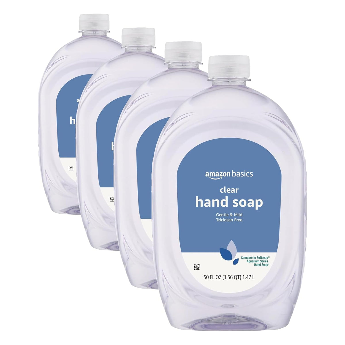 Amazon Basics Gentle & Mild Clear Liquid Hand Soap Refill, Triclosan-Free, Dermatologist-Tested, pH Balanced, Cruelty-Free, 50 Fluid Ounces, 1-Pack (Previously Solimo)