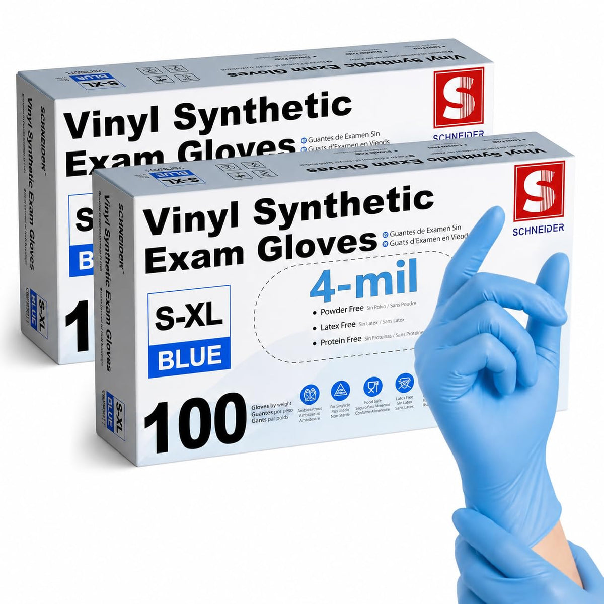 Schneider Medical Nitrile/Vinyl Blend Exam Gloves, Black Disposable