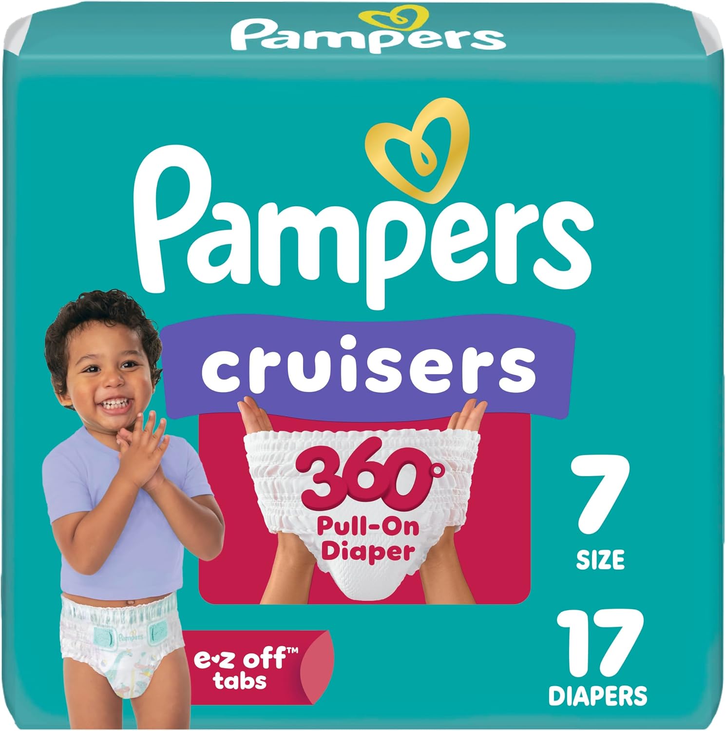 Pampers Diapers - Cruisers 360 - Size 7, 88 Count, Babyproof up to 100% Leakproof Pull-On Diaper