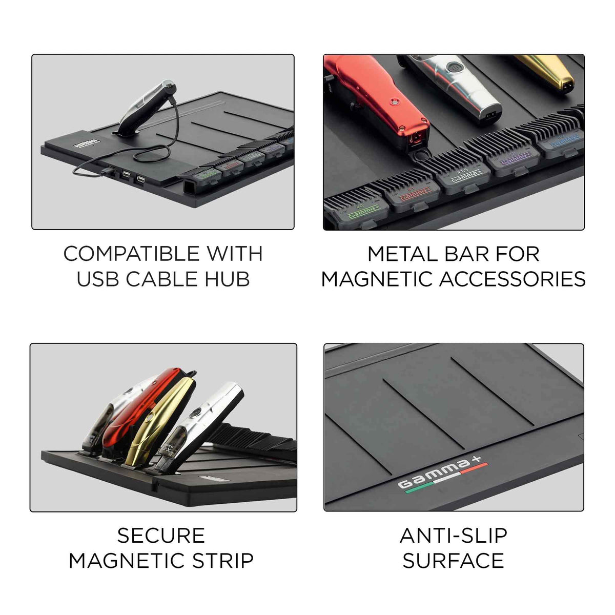 GAMMA+ Professional Barber Appliance Magnetic Mat and Station Organizer, Anti-Slip, Durable Hair Styling Tools