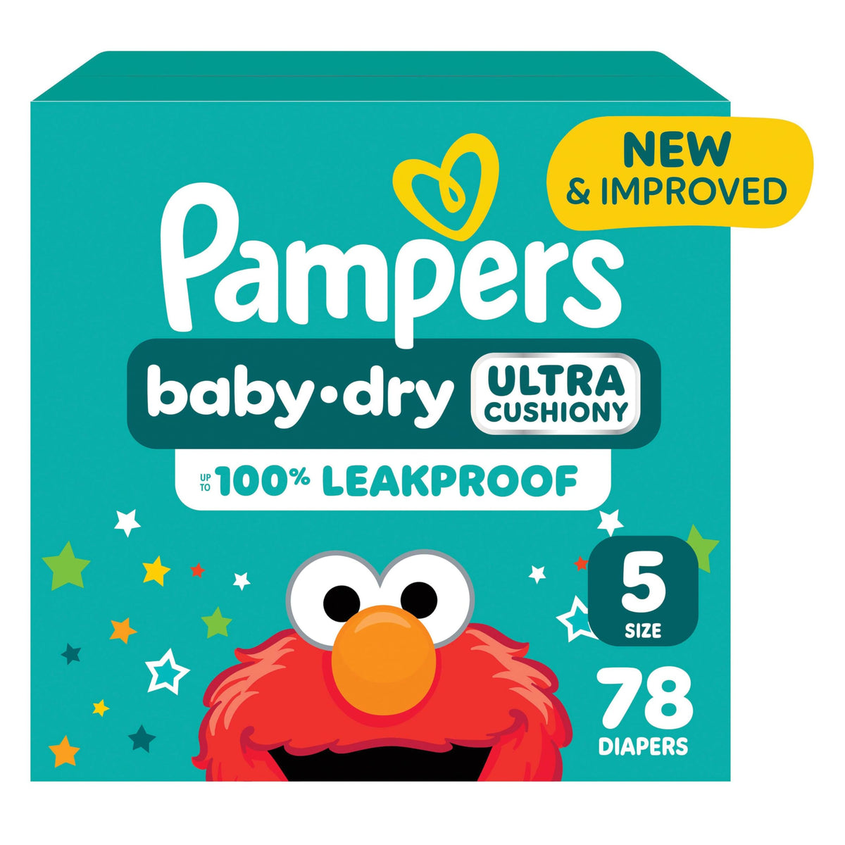 Pampers Baby Dry Ultra Cushiony Diapers, Size 5 (20-37 lbs), 132 Count, Up to 100% Leakproof