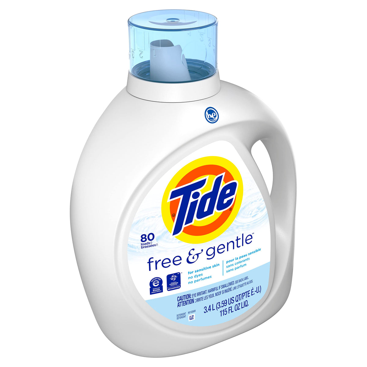 Tide Free & Gentle Liquid Laundry Detergent, 100 Loads, 132 fl oz, Tide Laundry Detergent, Clean Laundry Detergent