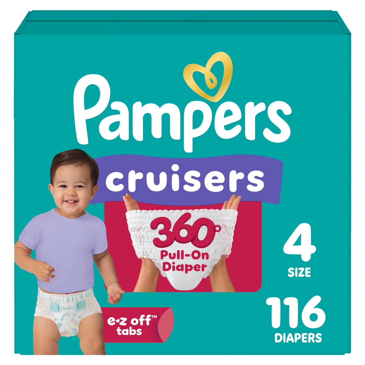 Pampers Diapers - Cruisers 360 - Size 5, 128 Count, up to 100% Leakproof Pull-On Diaper for Active Babies