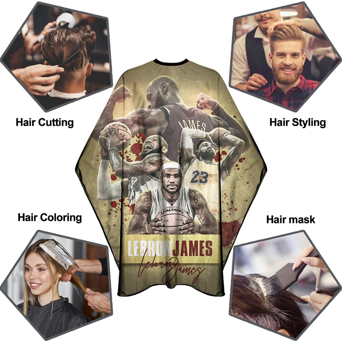 Barber Capes for Men Hair Cutting Salon Cape with Snaps Waterproof Professional Large Barber Hairdresser Gown Stylist Cape- 63”× 56”(Shoot Pattern)