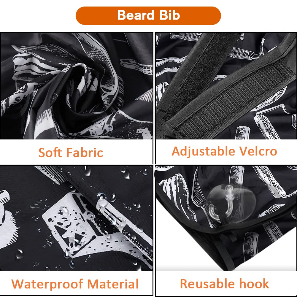 Beard Bib for Men, Shaving Hair Catcher Apron with Suction Cups, White