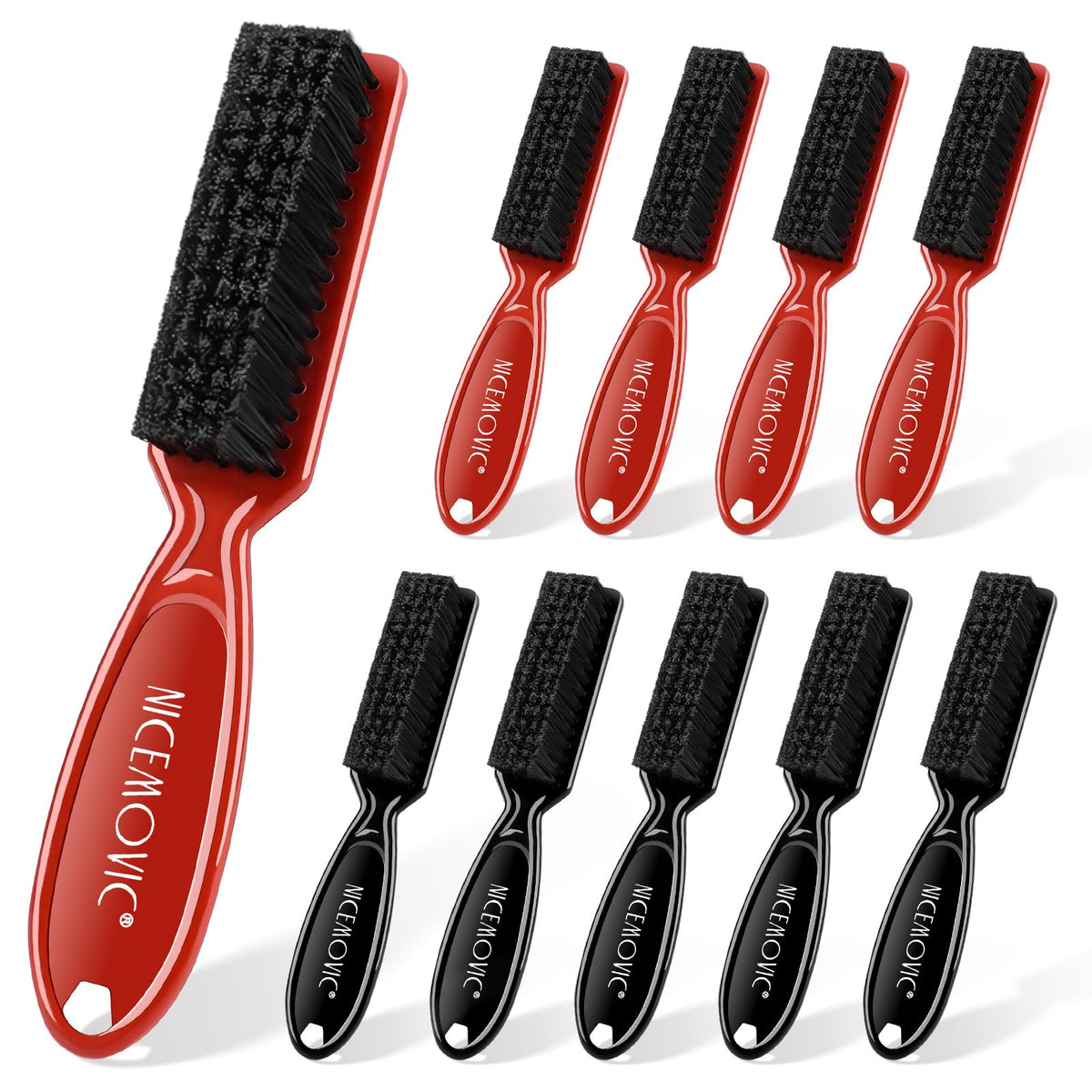 NICEMOVIC Barber Clipper Brushes, 10 Pcs Plastic Handle Nylon Bristles Cleaning Brush, Multifunctional Cleaning Supplies for Hair Styling Tools, Kitchen Sink, Shoes (Black)