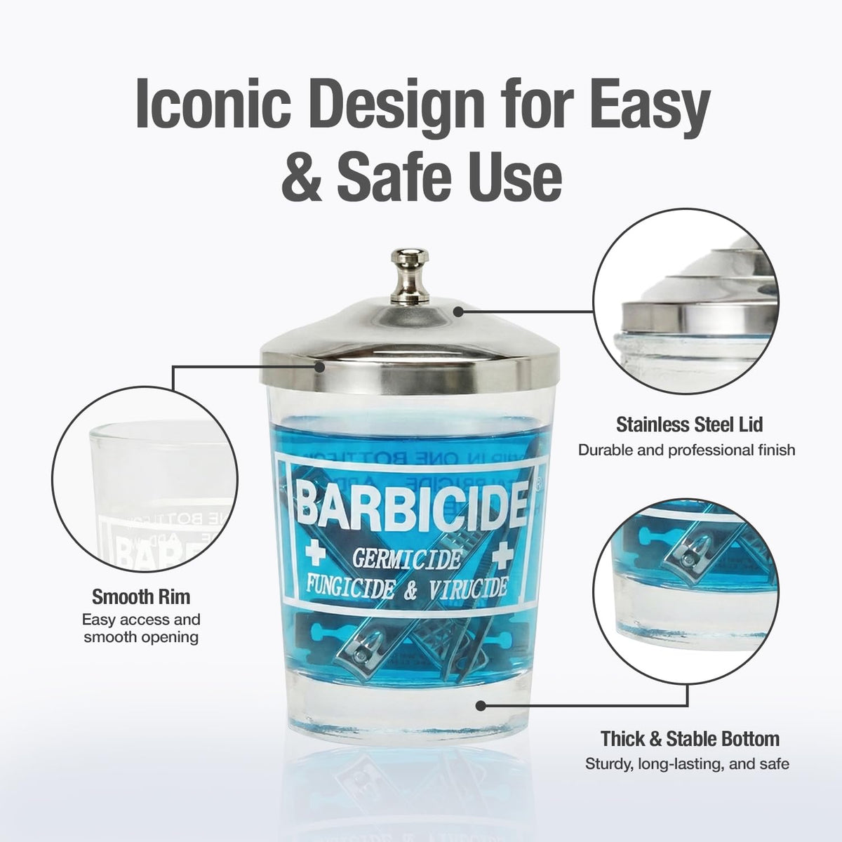 BARBICIDE Disinfectant Jar and Concentrate Starter Set (37 Oz Jar +16 Fl Oz)– Professional Salon, Spa & Barber Tool Sanitizing Kit