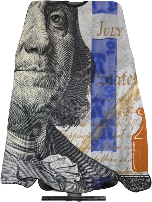 ONE TO PROMISE Professional Barber Cape with USA Dollar Bill Pattern, Waterproof Haircut Apron for Adult Men and Women, Lightweight Hairdresser Salon Cape for Hair Stylist, Barber, and Home Use