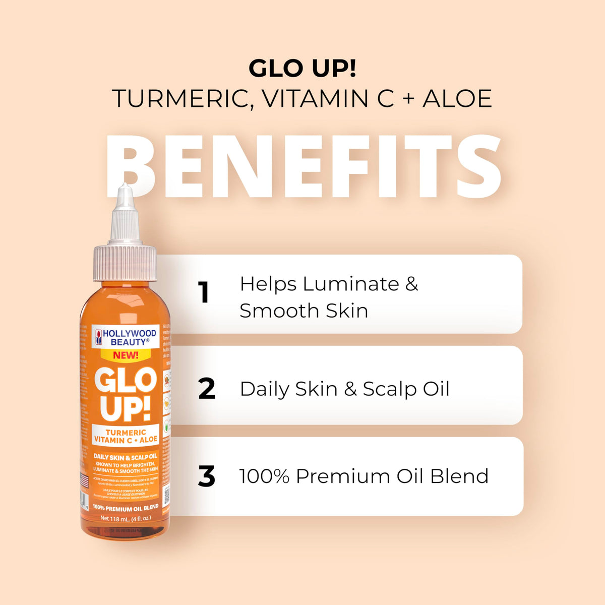 Hollywood Beauty Gro Up! Daily Hair & Scalp Oil with Rosemary, Mint, and Biotin, 4 fl oz