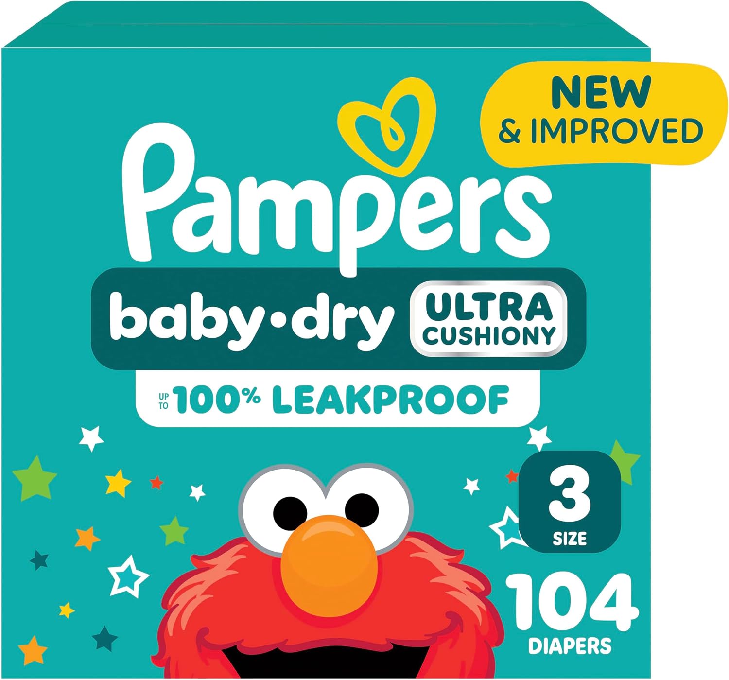 Pampers Diapers - Baby Dry - Size 3, 104 Count, Absorbent Disposable Infant Diaper (Packaging May Vary)