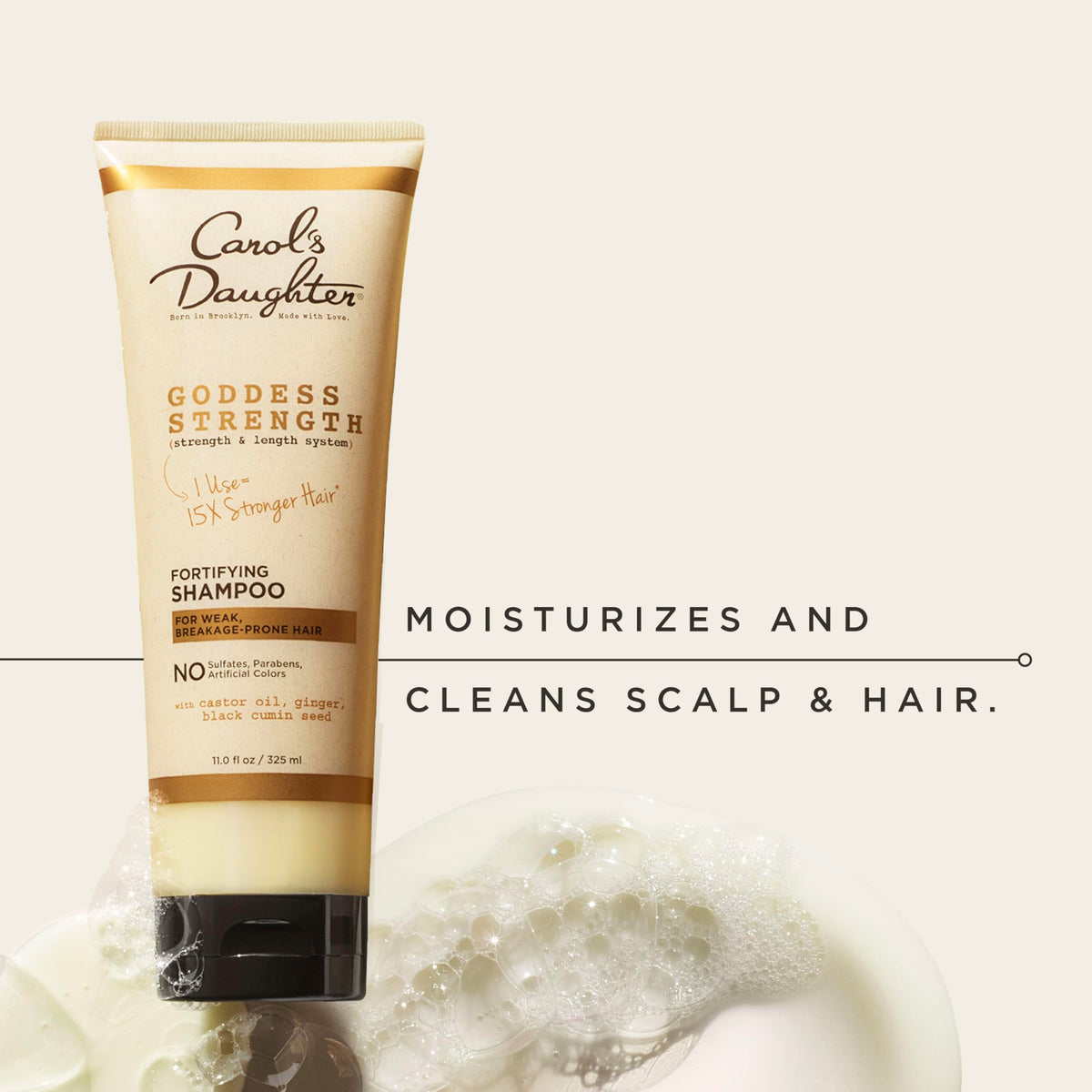 Carol's Daughter Goddess Strength Fortifying Shampoo For Wavy, Coily and Curly Hair, Sulfate Free Shampoo with Castor Oil for Weak Hair, 11 Fl Oz
