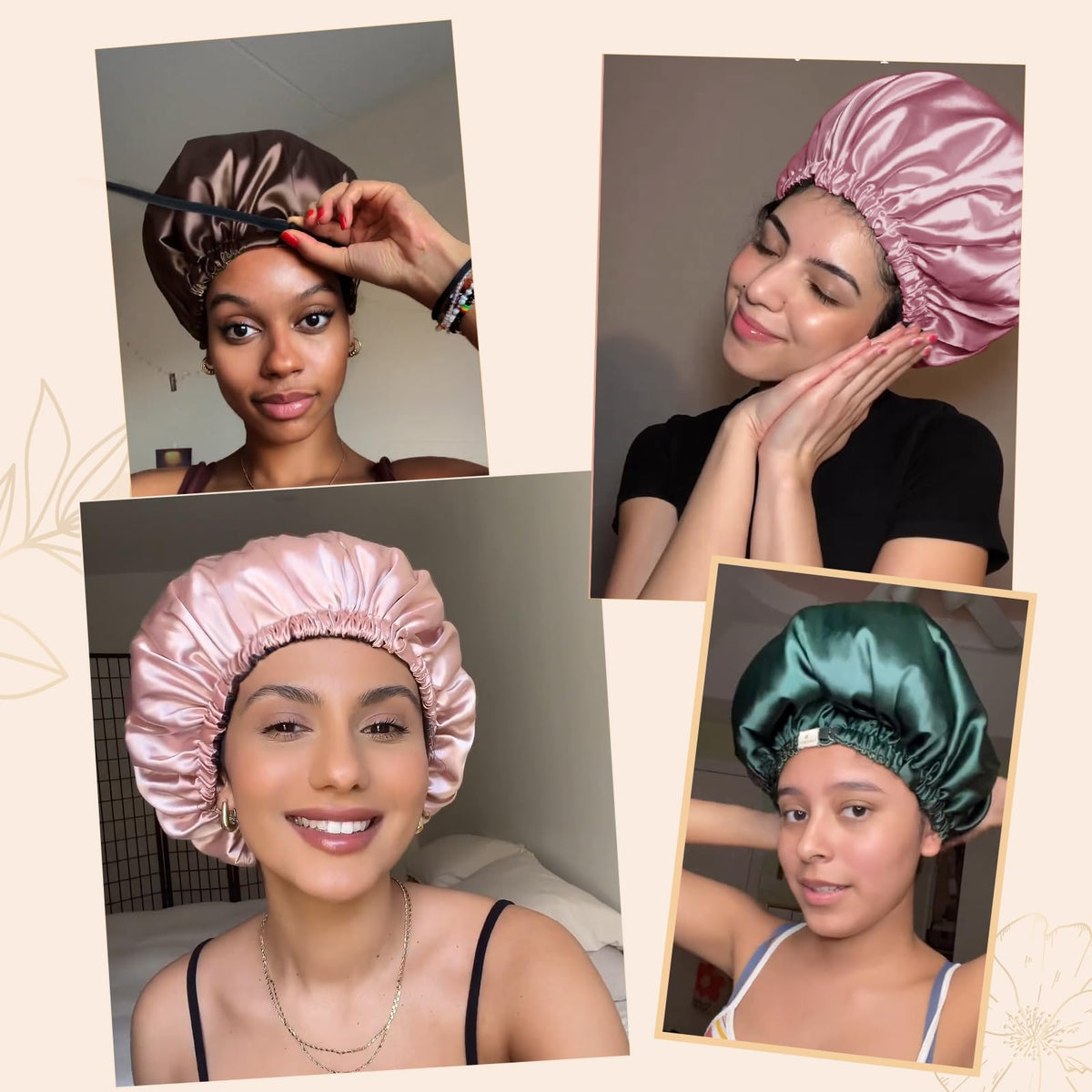 YANIBEST Adjustable Satin Bonnet Double Layer Hair Bonnet for Sleeping Bonnets for Women Hats Curly Natural Hair, Blush Pink