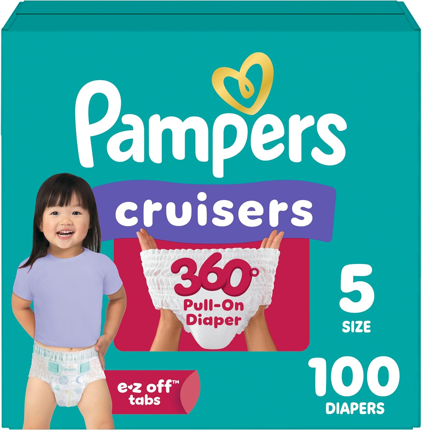 Pampers Diapers - Cruisers 360 - Size 7, 88 Count, Babyproof up to 100% Leakproof Pull-On Diaper