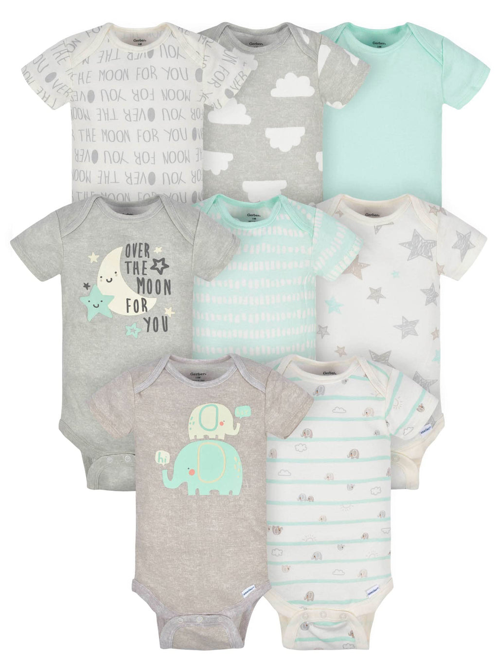 Gerber Baby Boys & Girls 8-Pack Short Sleeve Onesies Bodysuits