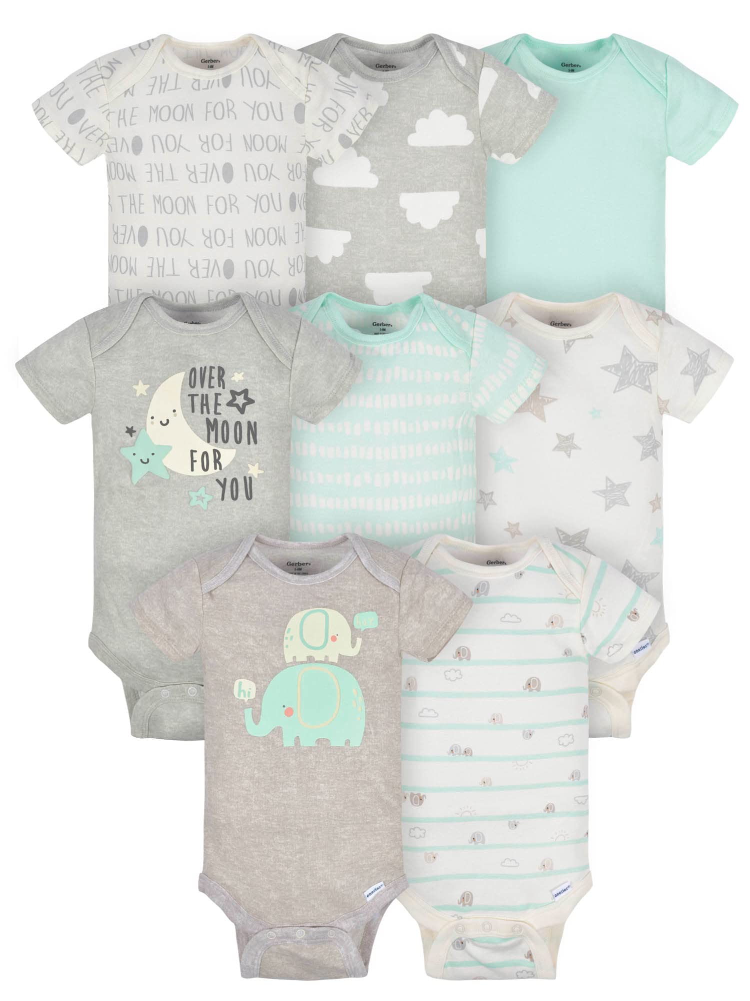 Gerber Baby Boys & Girls 8-Pack Short Sleeve Onesies Bodysuits