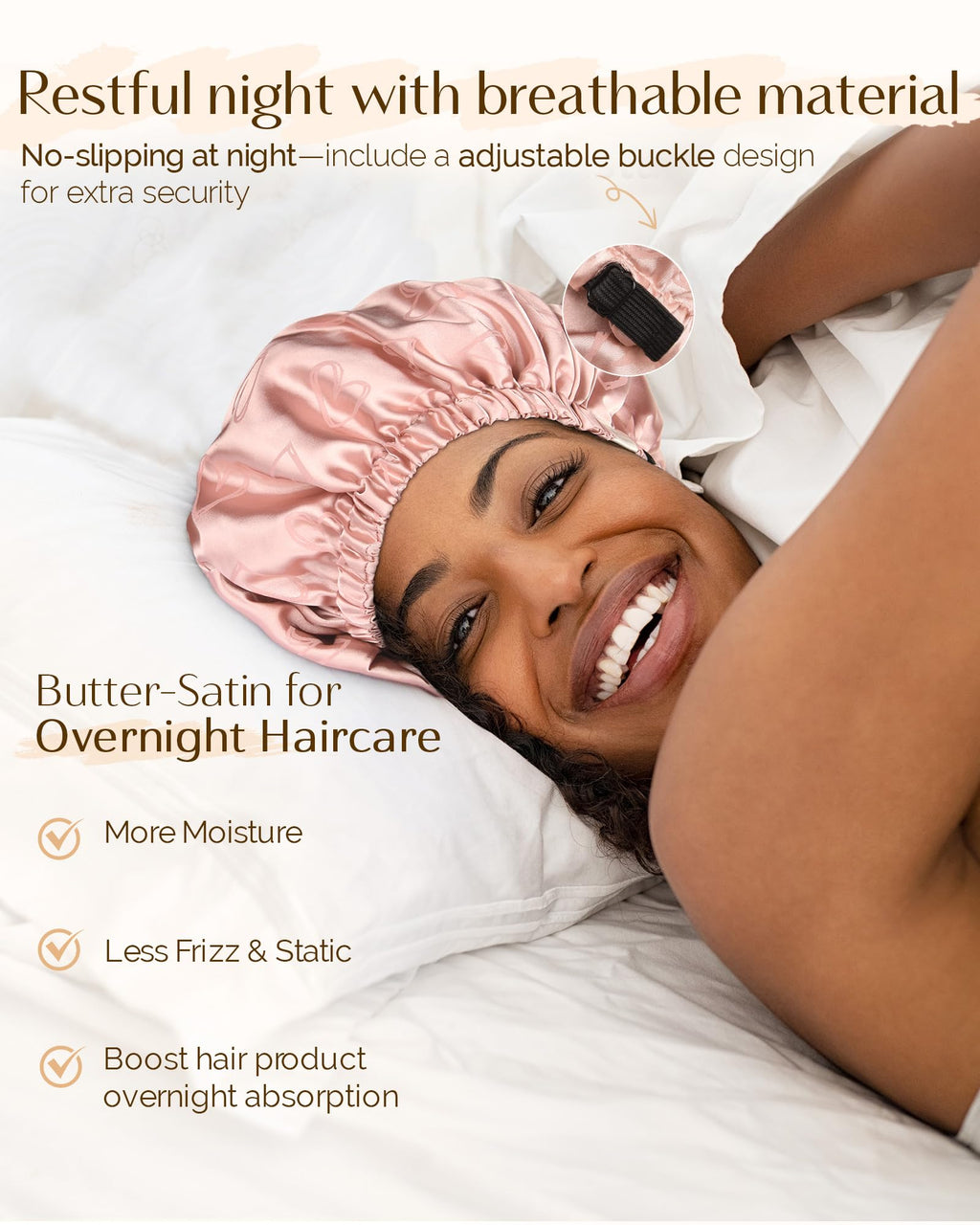 Yanibest Satin Sleep Bonnet – Adjustable Double Layer