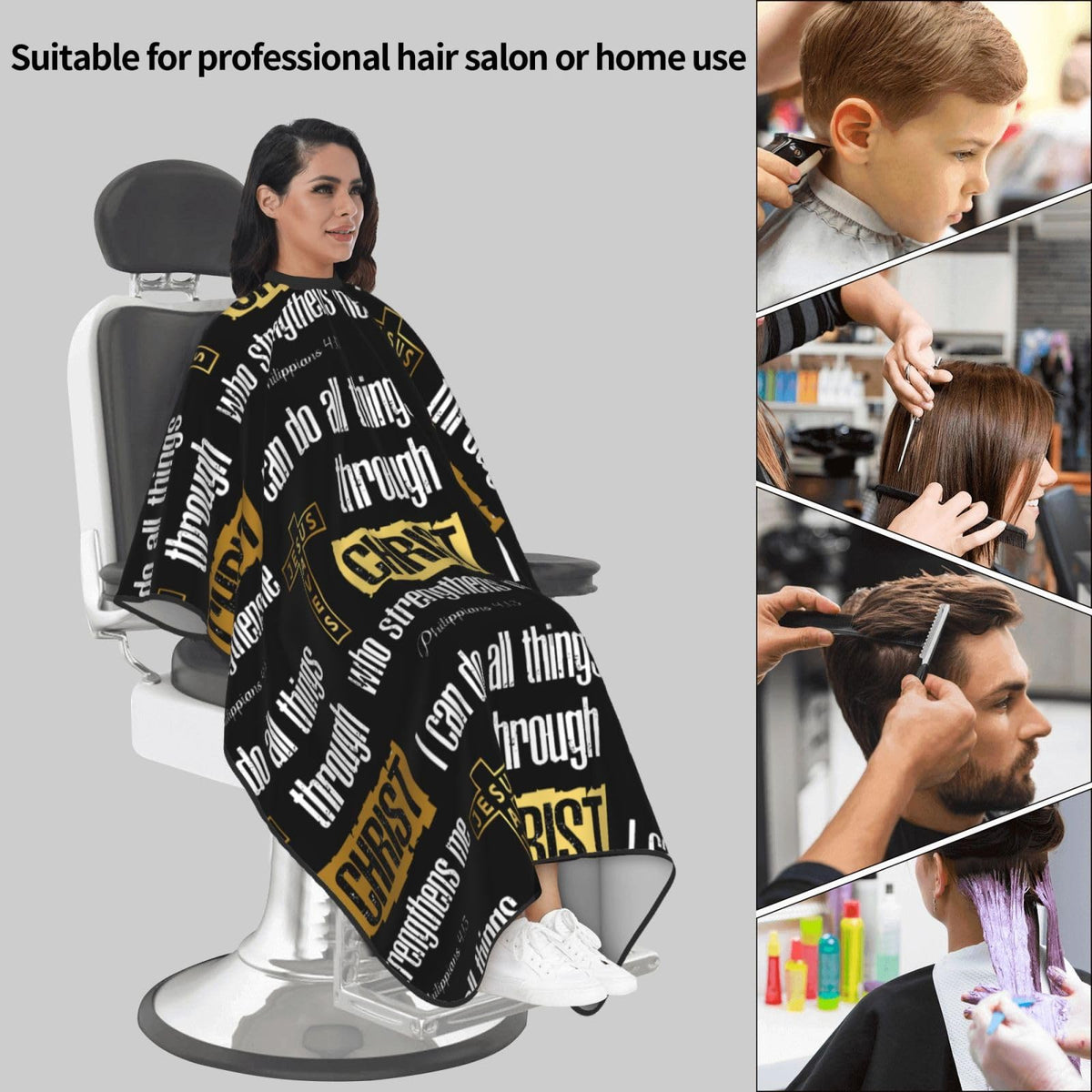 Christian Barber Cape, Jesus Hair Cutting Barber Cape Salon and Dyeing Styling Cloth for Women/Men