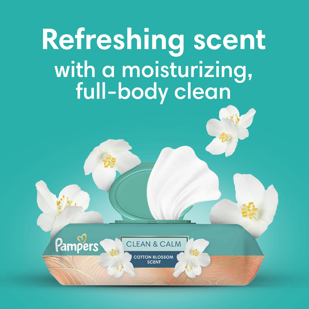 Pampers Wipes, Clean & Calm, Cotton Blossom Scent, 336 Wipes Total (6x Pop-Top Packs)