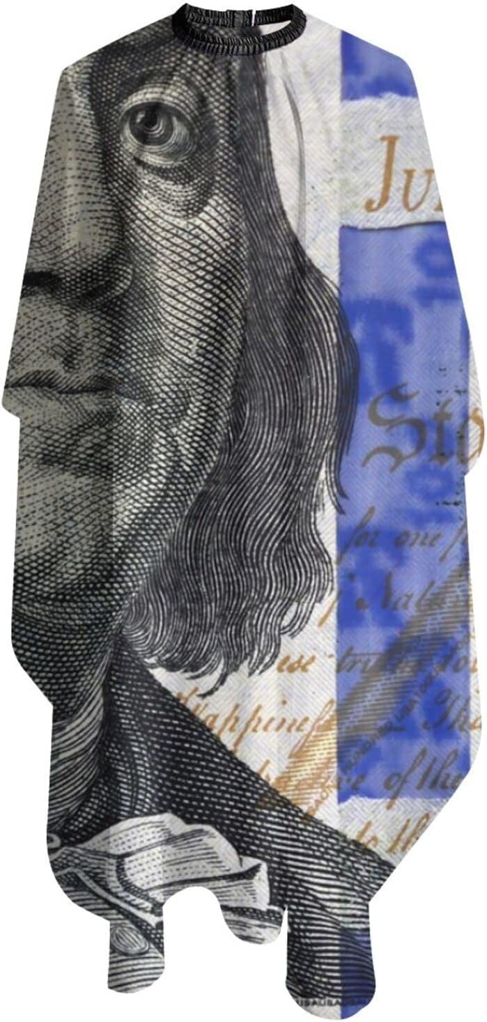 ONE TO PROMISE Professional Barber Cape with USA Dollar Bill Pattern, Waterproof Haircut Apron for Adult Men and Women, Lightweight Hairdresser Salon Cape for Hair Stylist, Barber, and Home Use