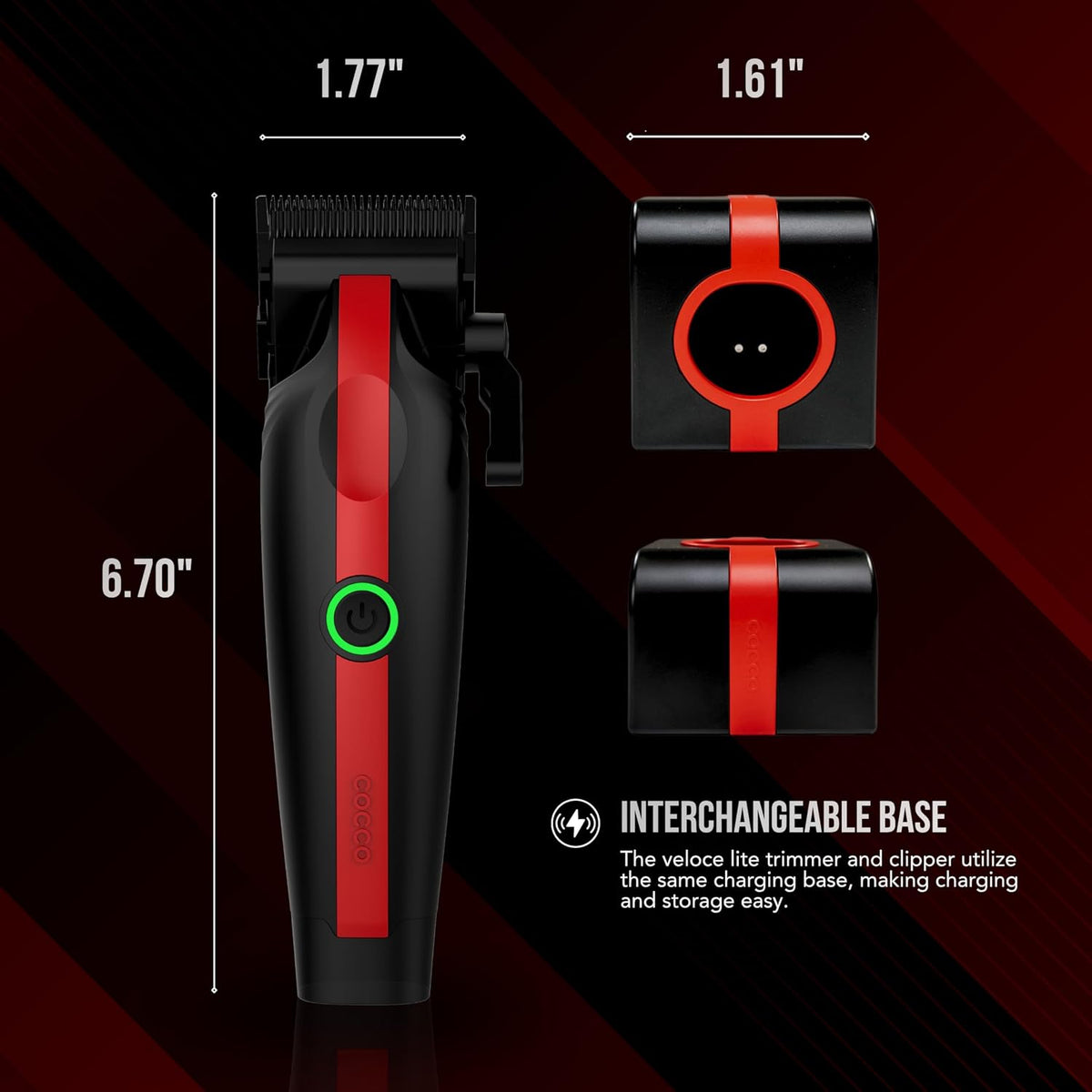 Cocco Veloce Lite Hair Clipper, Digital Gap™ Precision Fade F1 Blade