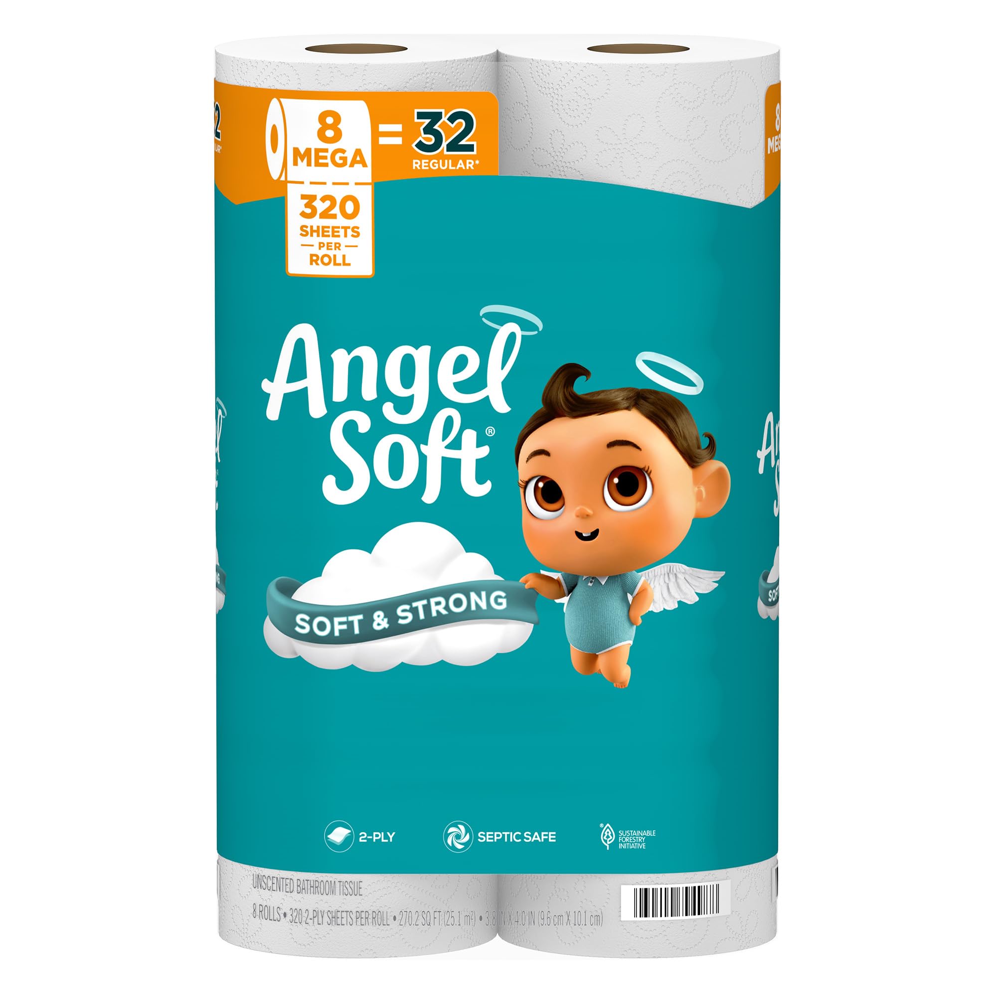 Angel Soft Toilet Paper, 18 Mega Rolls = 72 Regular Rolls, Soft and Strong Toilet Tissue
